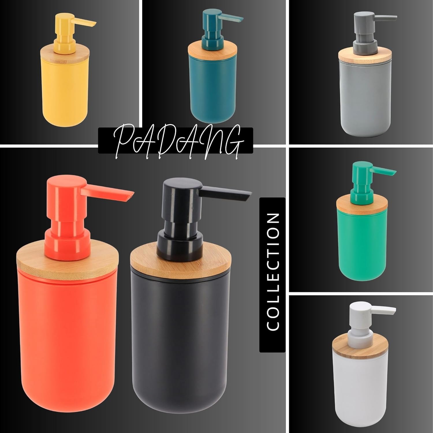 EVIDECO Green Dispenser with Bamboo Top 10 Fl Oz - Kitchen Bathroom Countertops