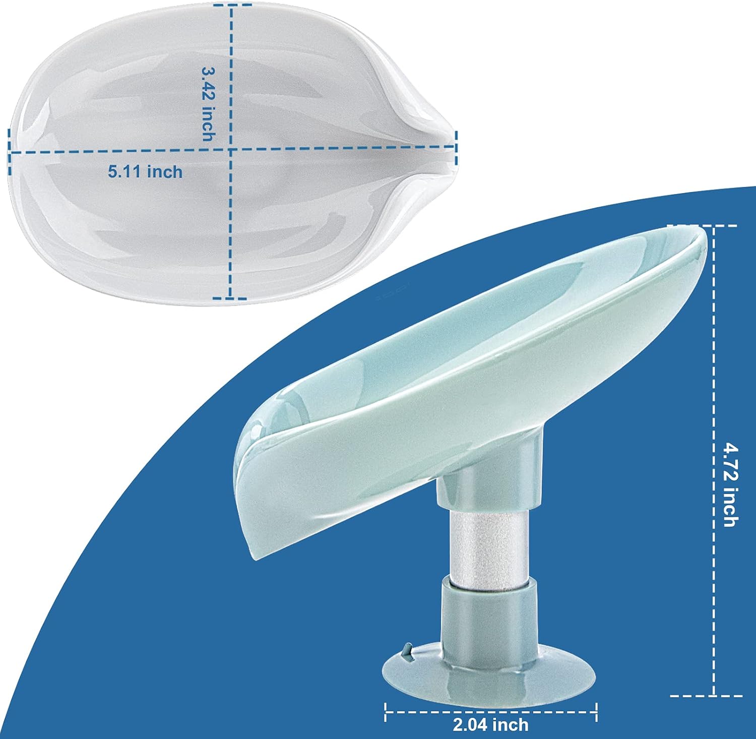 2-Pack Leaf-Shape Soap Dishes with Suction Cup