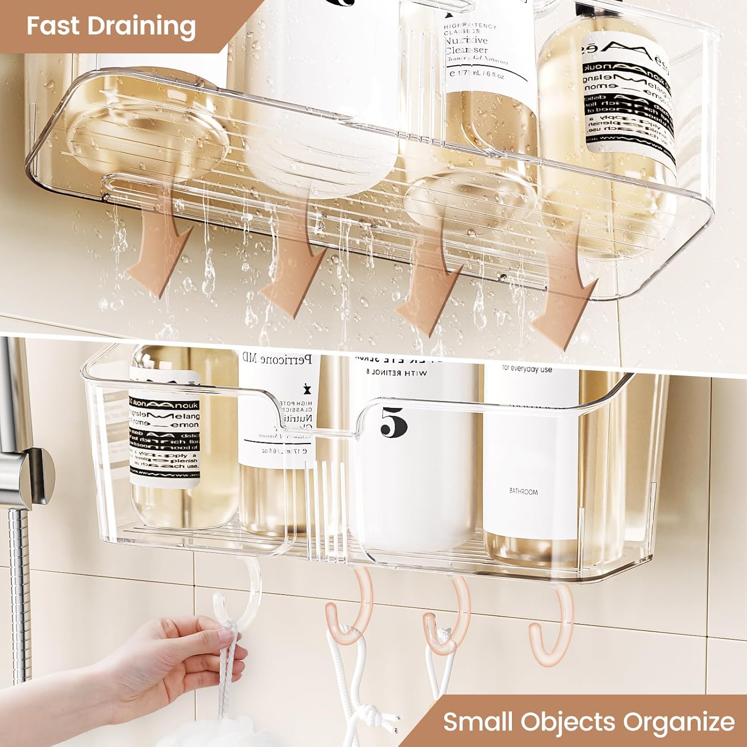 LUXEAR Shower Caddy Suction Cup 3 Pack Clear White