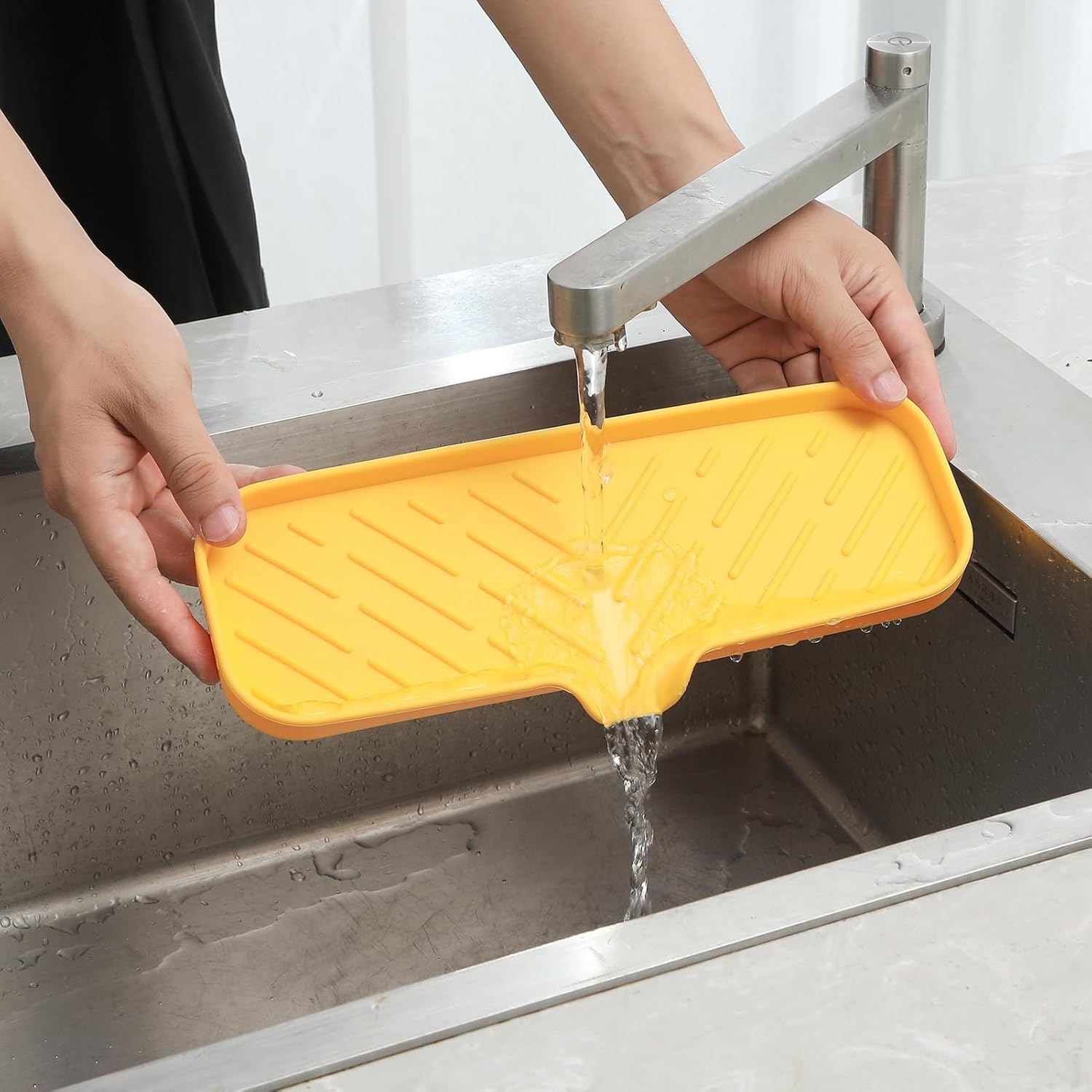 MicoYang Silicone Bathroom Soap Dish with Drain Spout Eco-Friendly Sink Organizer