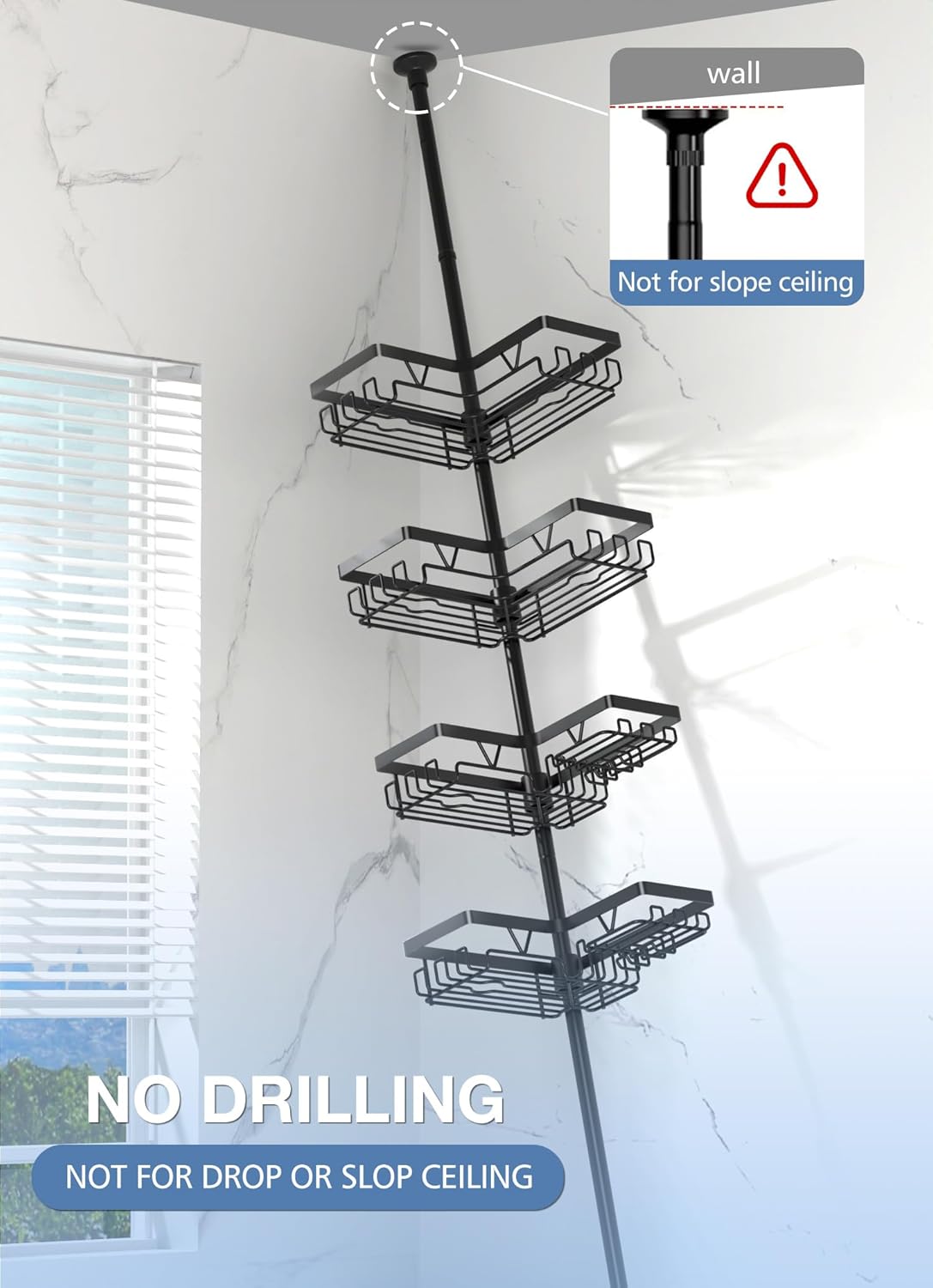 4-Tier Adjustable Corner Shower Caddy Bathtub Organizer