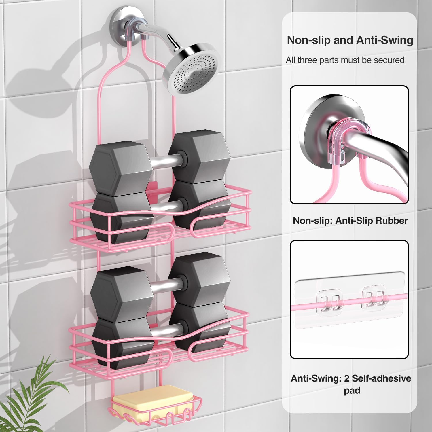 DAOYA Folding Pink Showersystem with 6 Hangers