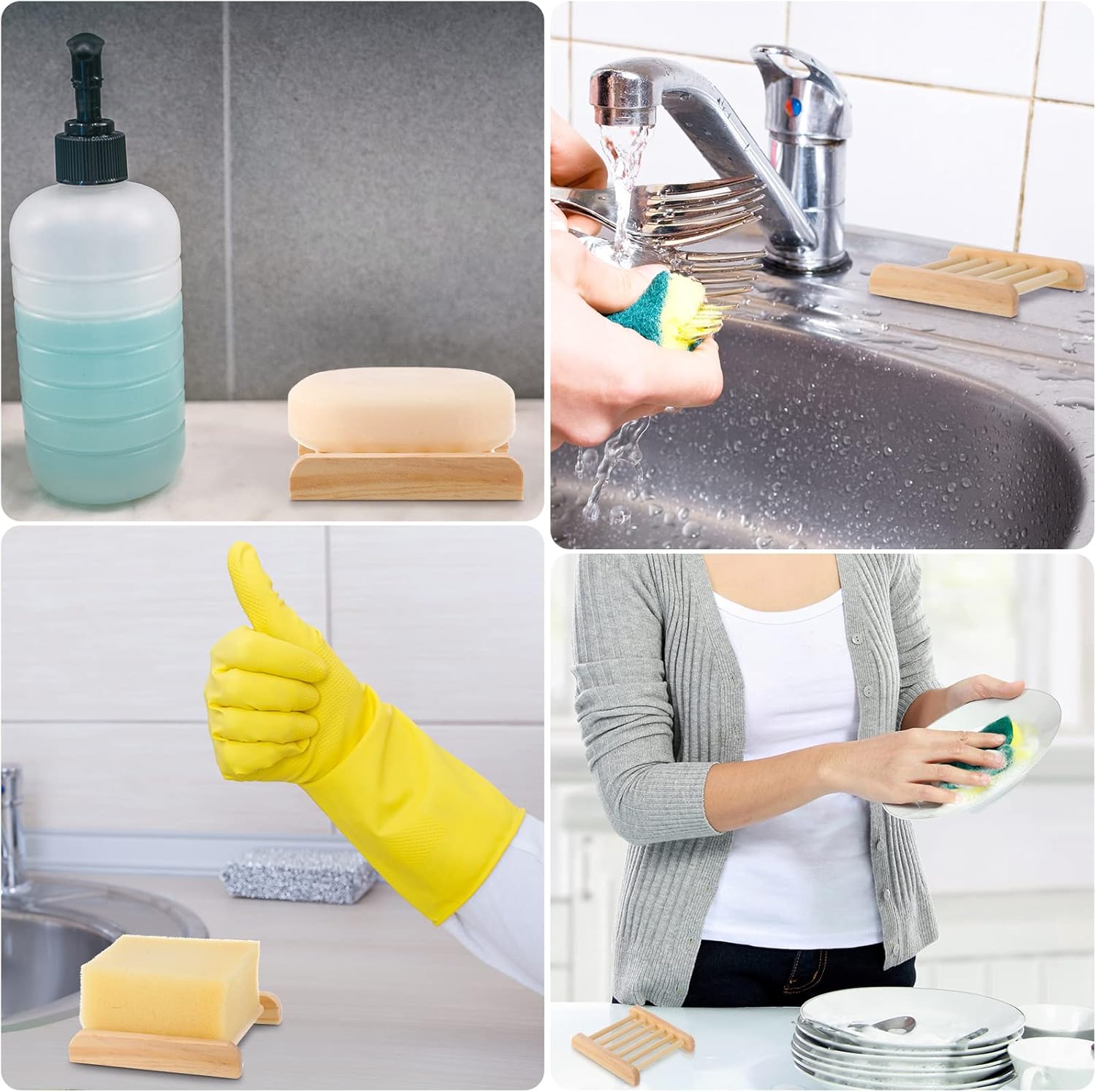 Bath Hand Drying Wooden Soap Holder Reusable Bamboo Sink 50-Piece Set