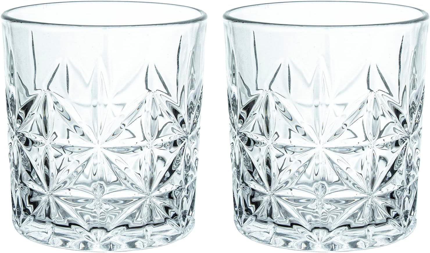 Gaolinci 2-Piece Glass Mouthwash Cup Set Diamond Embossed 8 Oz