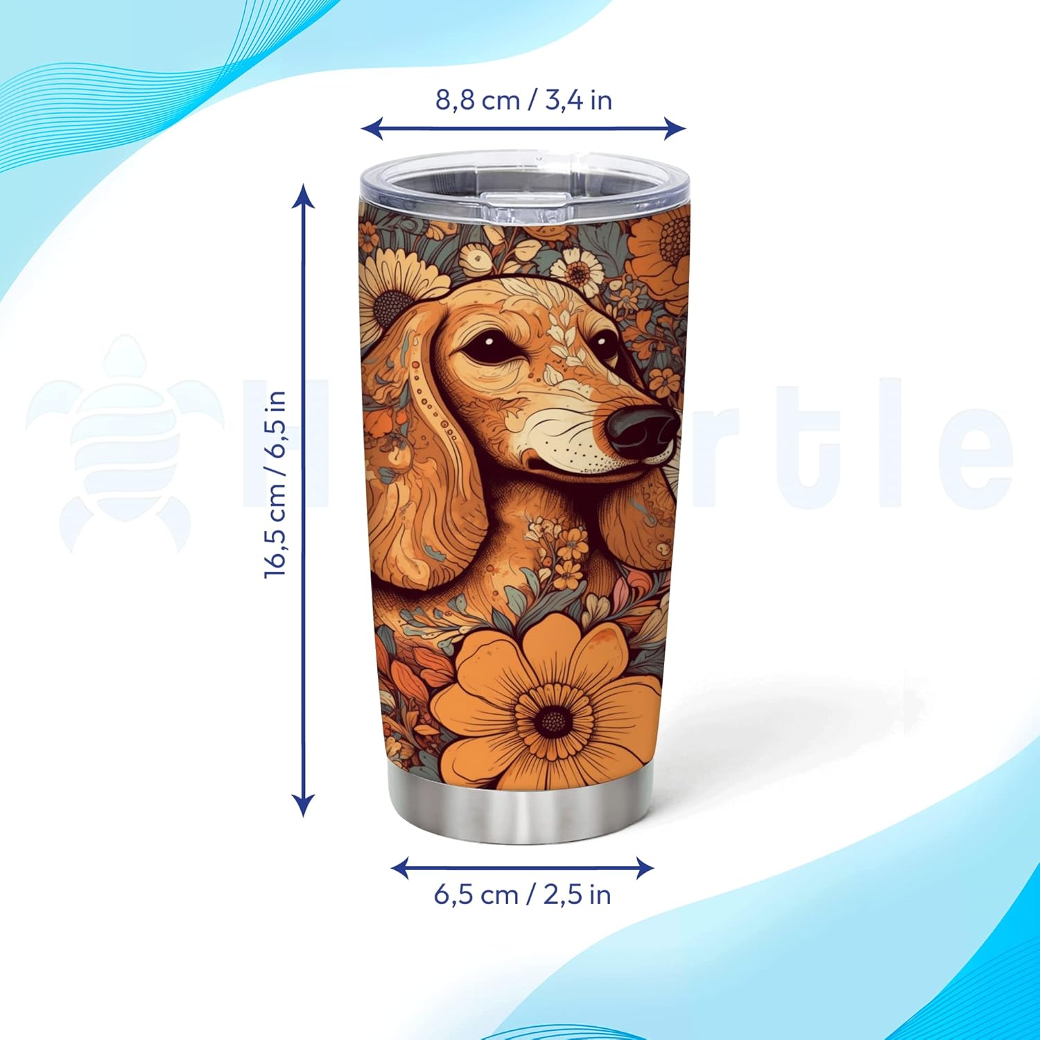 Hyturtle - Personalized Dog Tumbler - Stainless Steel Dog Lovers Gift for Women Kids