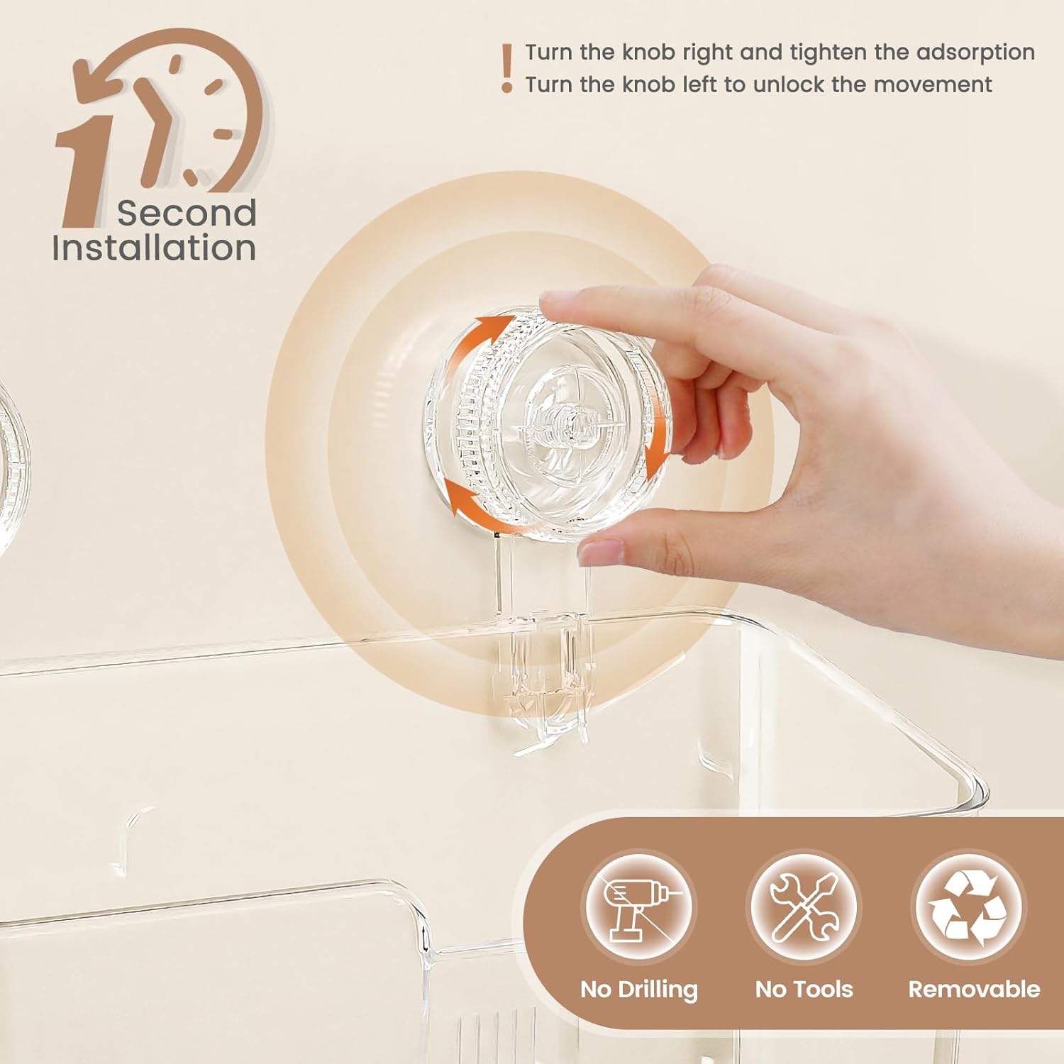 LUXEAR Shower Caddy Suction Cup 3 Pack Clear White