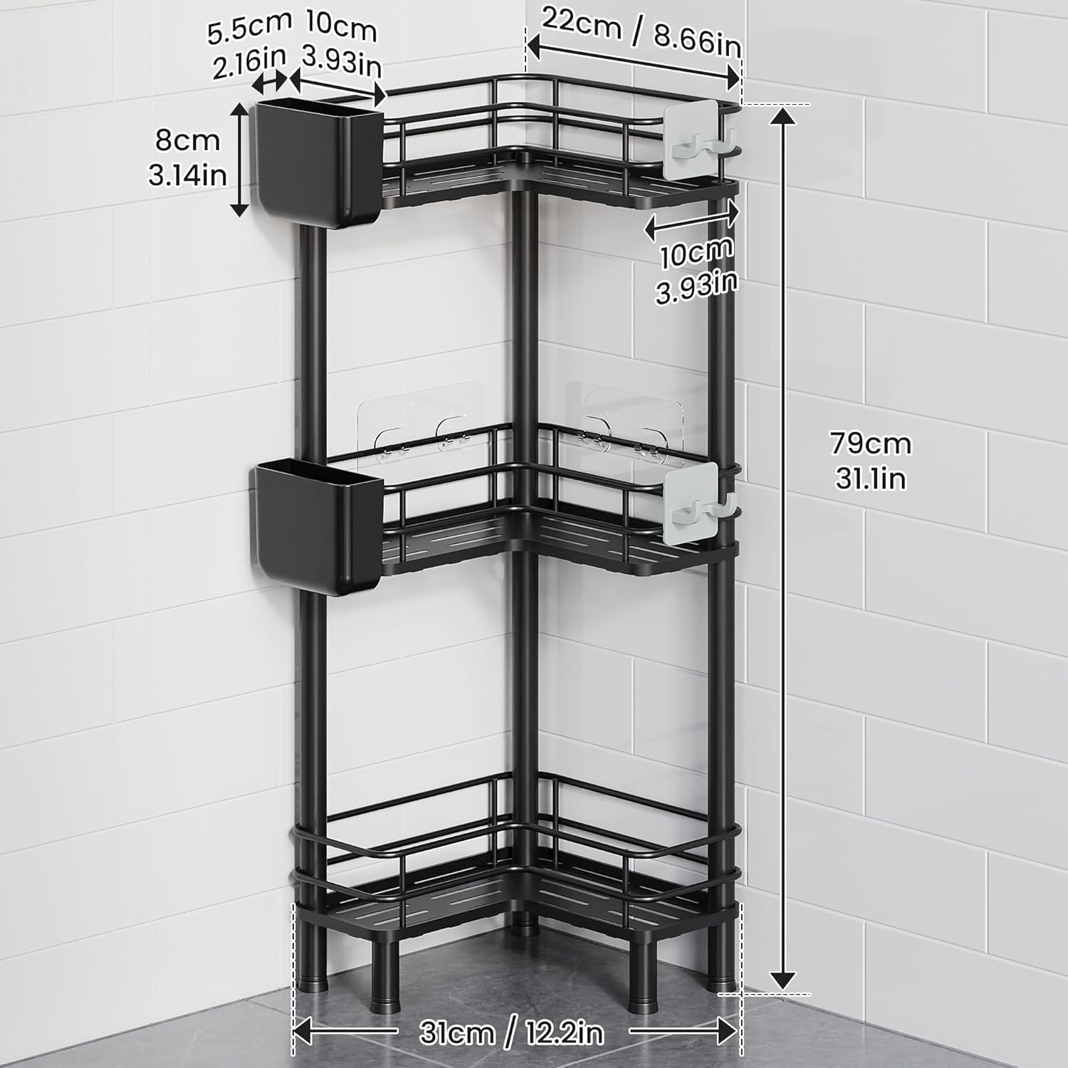 Orimade Rustproof 3 Tier Corner Shower Caddy