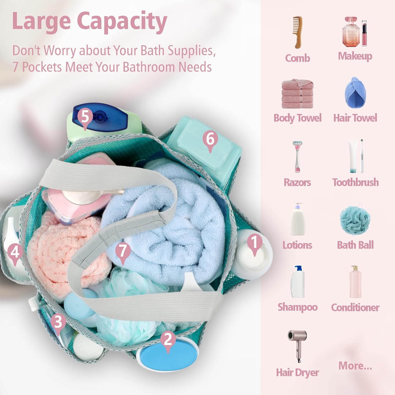Sturdy Mesh Shower Caddy Multi-Purpose Dorm Essentials