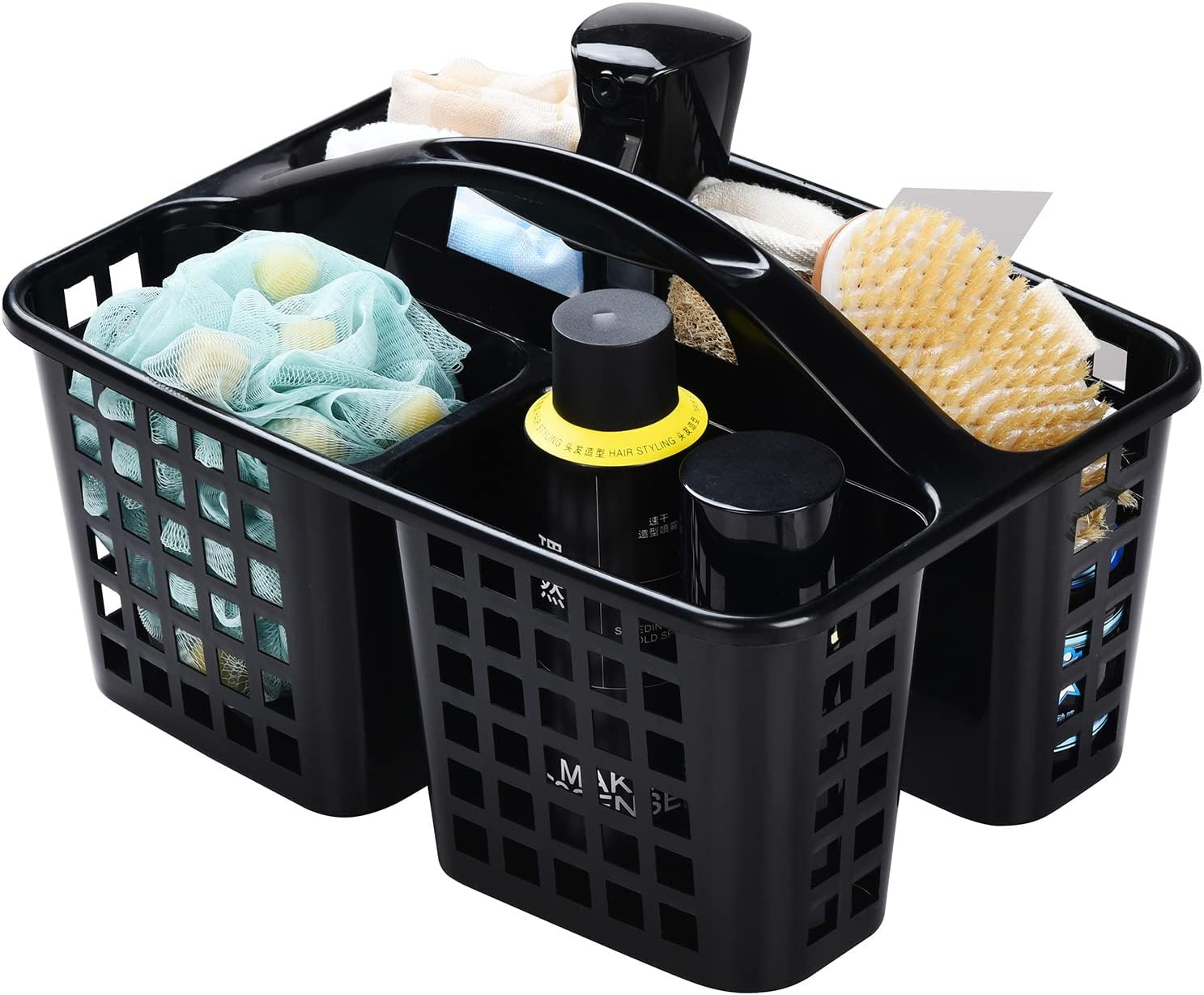 Alink Plastic Shower Caddy with Compartments - Black