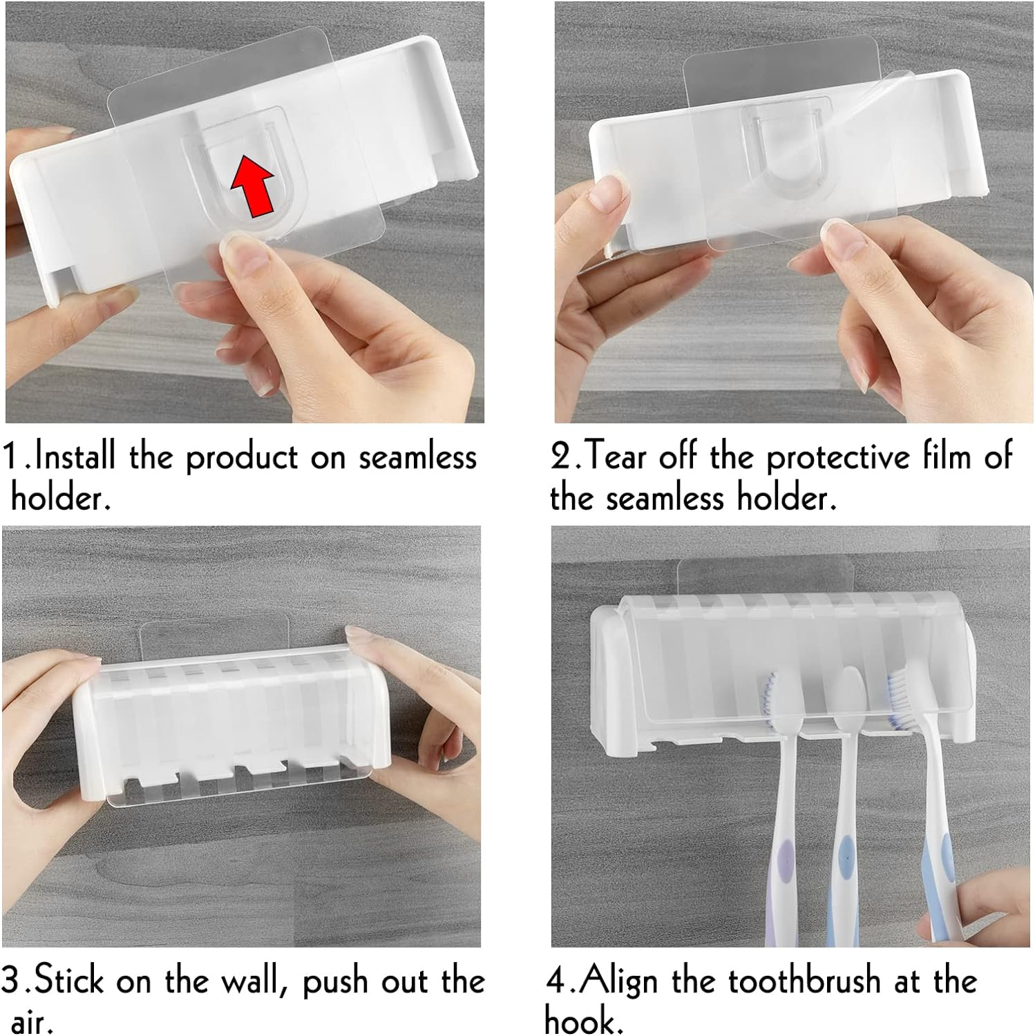 5 Slots Wall Mount Toothbrush Holder with Cover