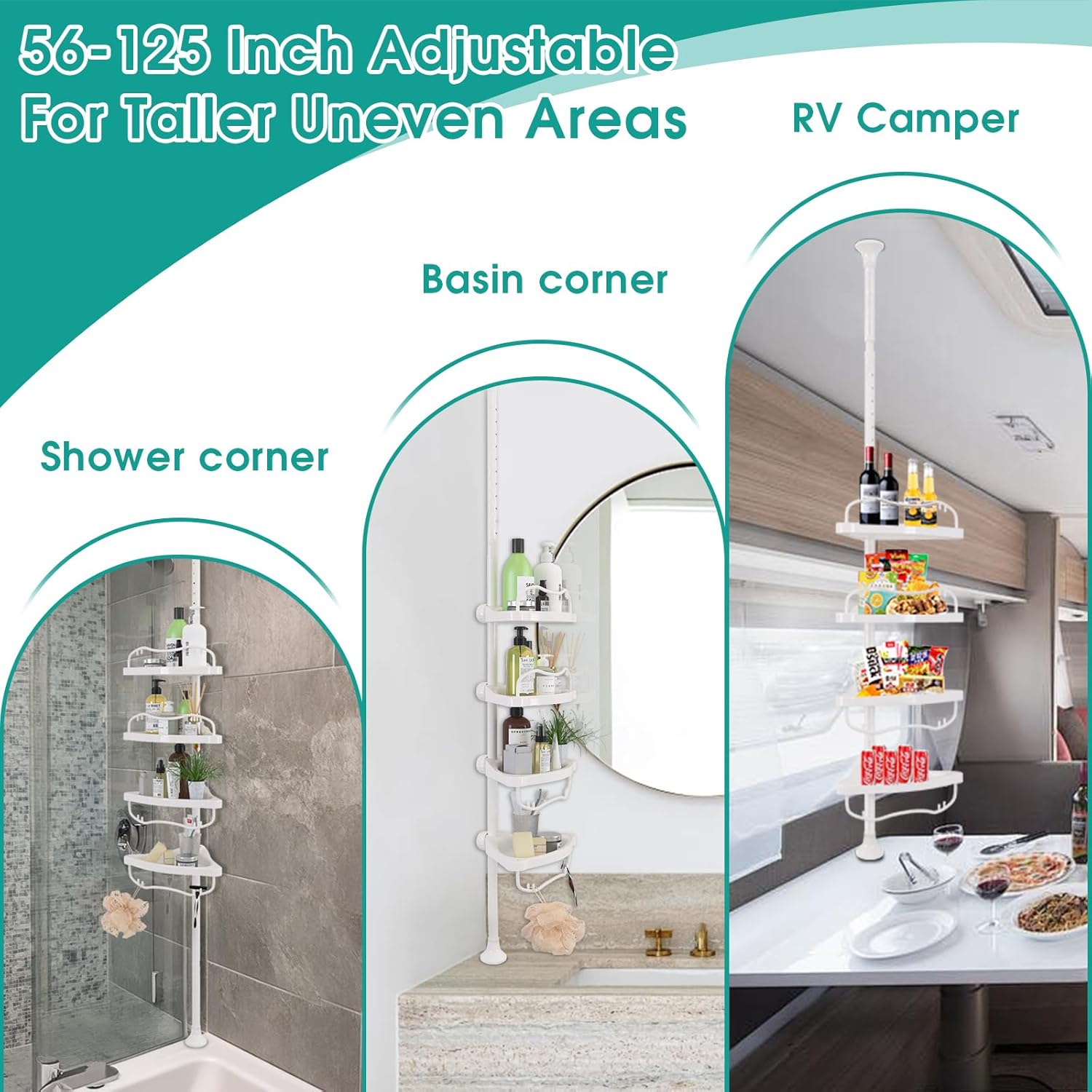 Adjustable Rustproof Corner Showers Caddy for Small Bathrooms