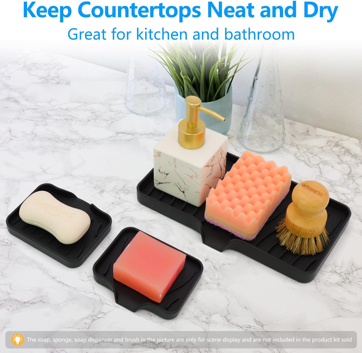 3-Pack Silicone Soap Dishes Set Kitchen and Bathroom Essential