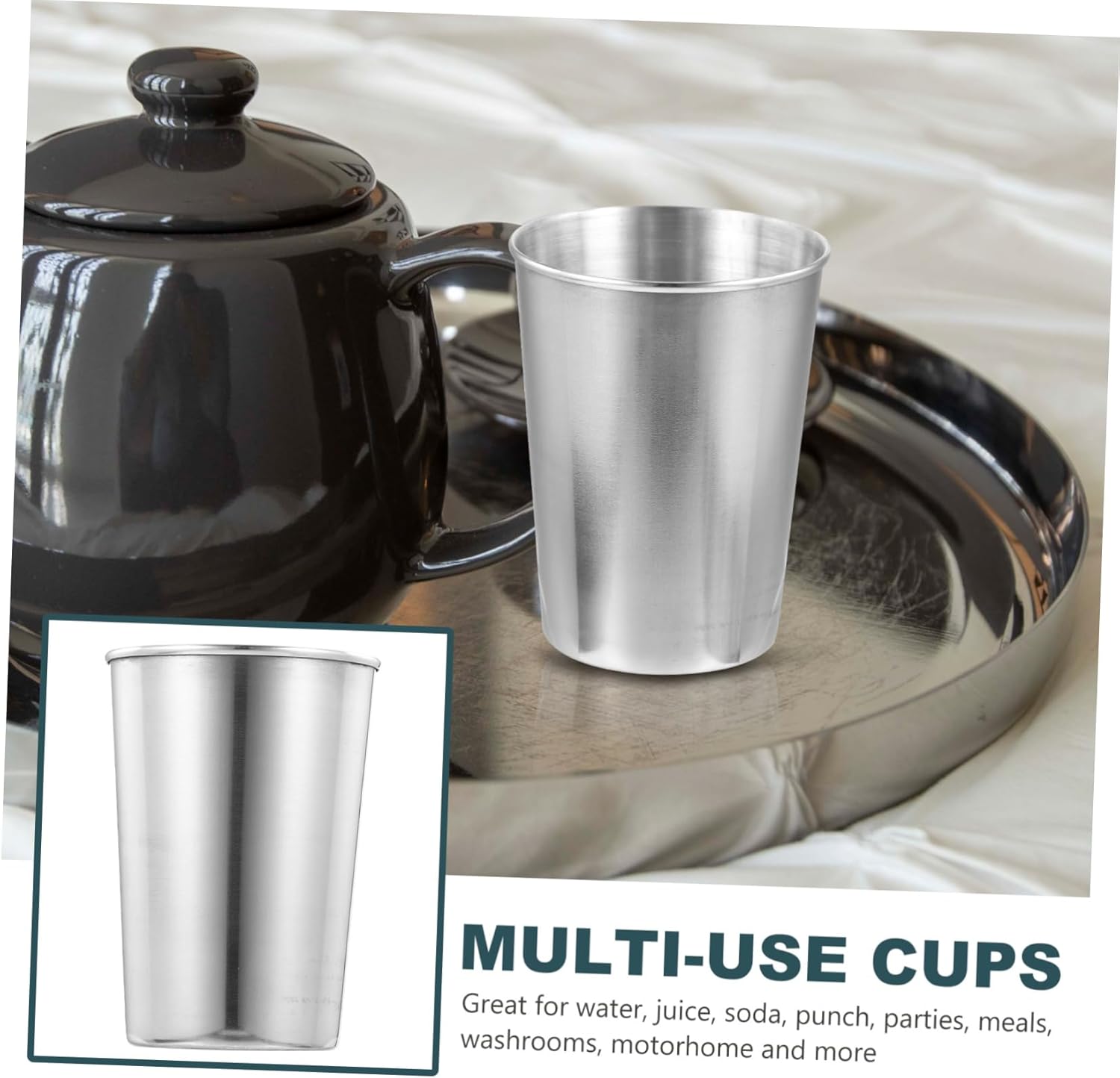 Stainless Steel TumblerSilver DesignBathroom Kitchen Essential