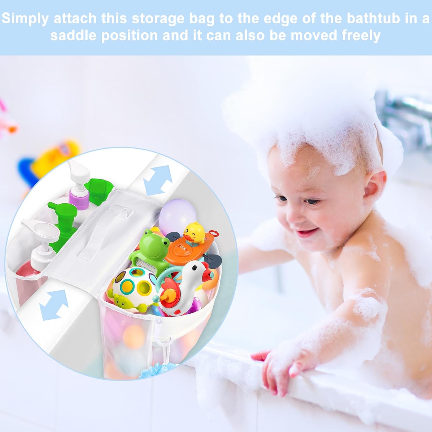 Cerpourt BABY BATHTUB TOY STORAAges 2 Compartments Mesh Organizer