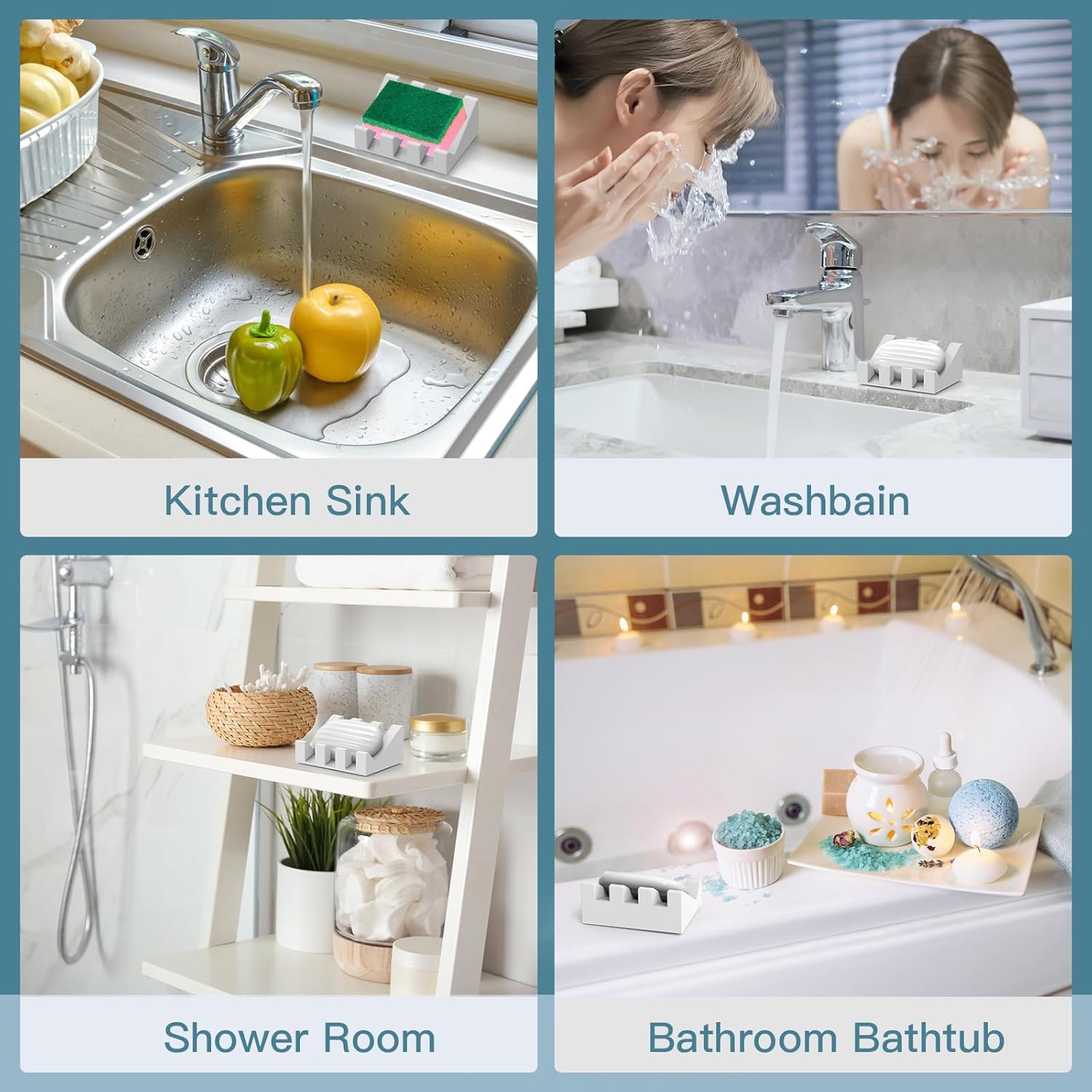 Suction Cup Soap Holder Silicone DRIP-FREE BATHROOM KITCHEN Accessory