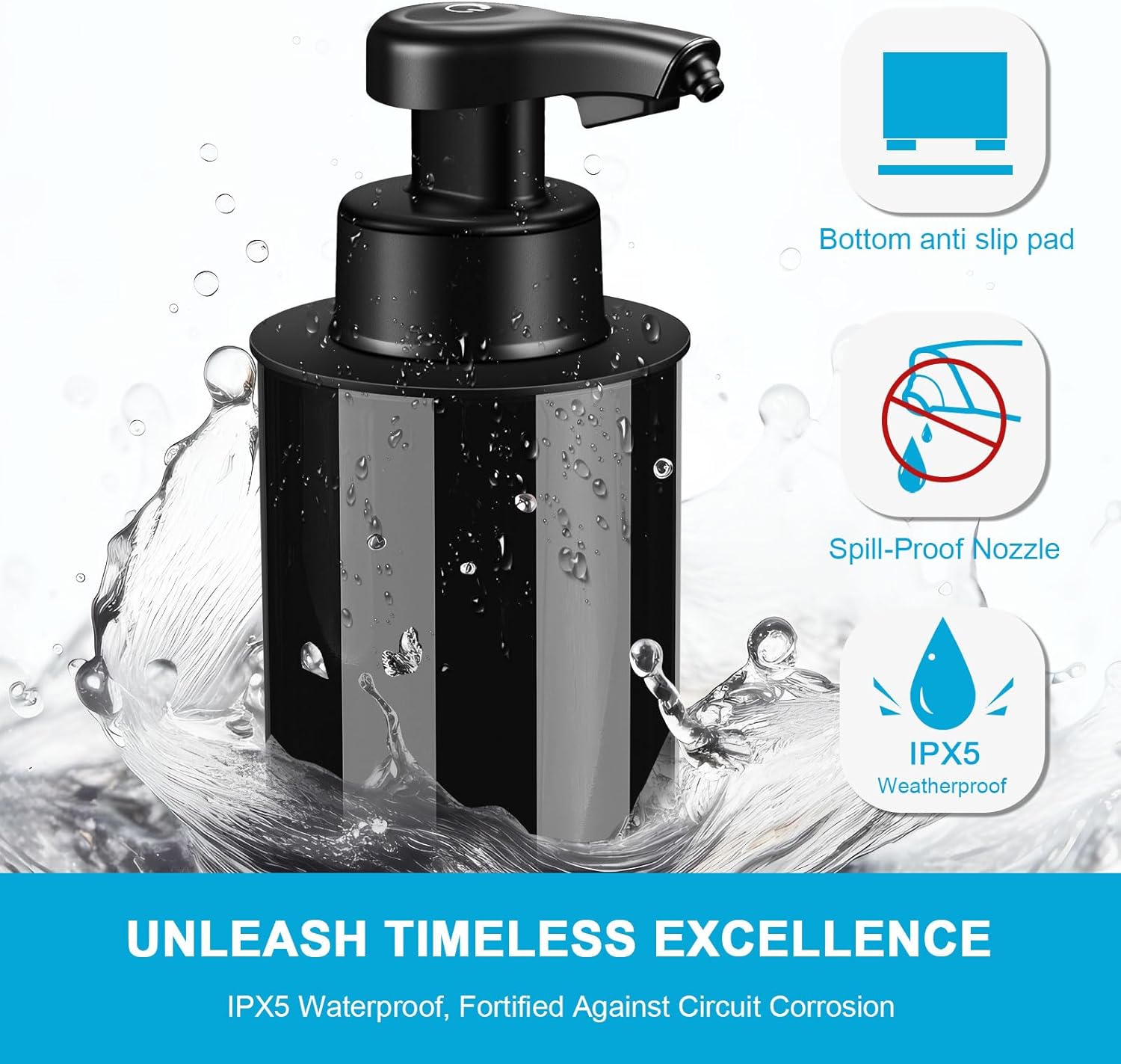 MANUAL FOaming soap dispenser automatic touchless smart sensor black acrylic