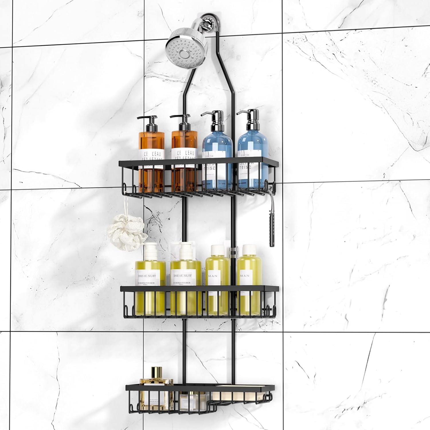 Amawarm Extra Large Hanging Shower Caddy 3 Tier