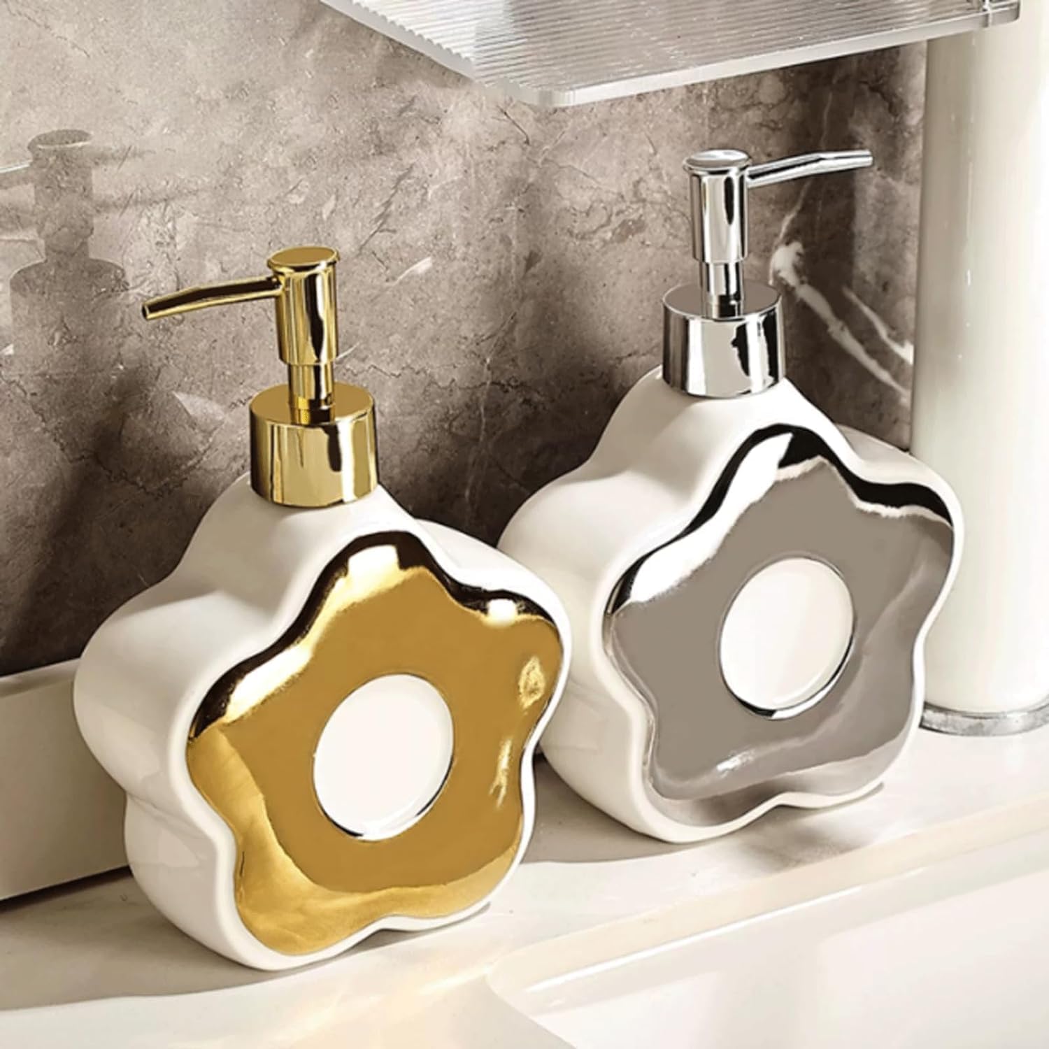 Ceramic Flower Shape Lotion Dispenser 350ml