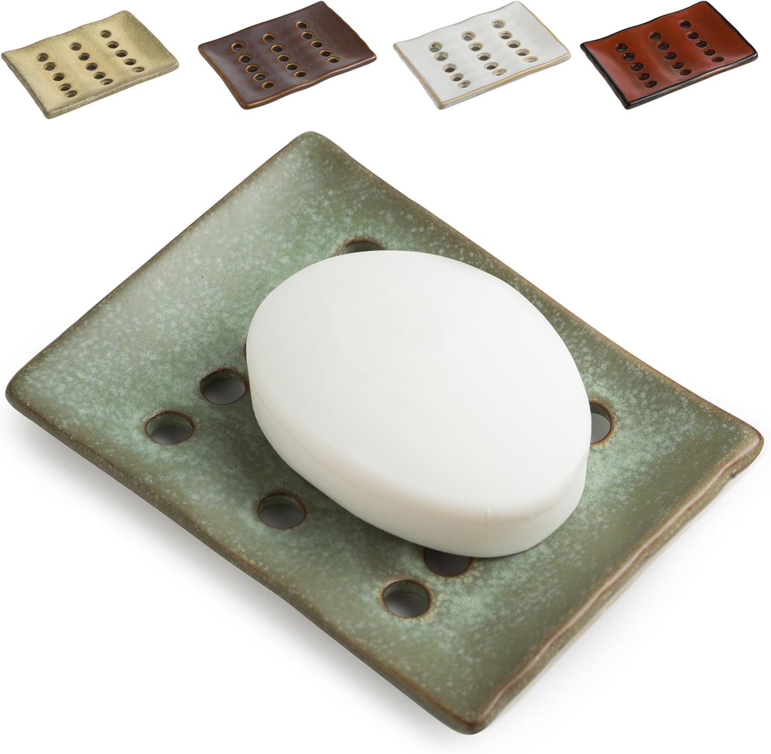 Ceramic Soap Dish with Self Drain for Shower