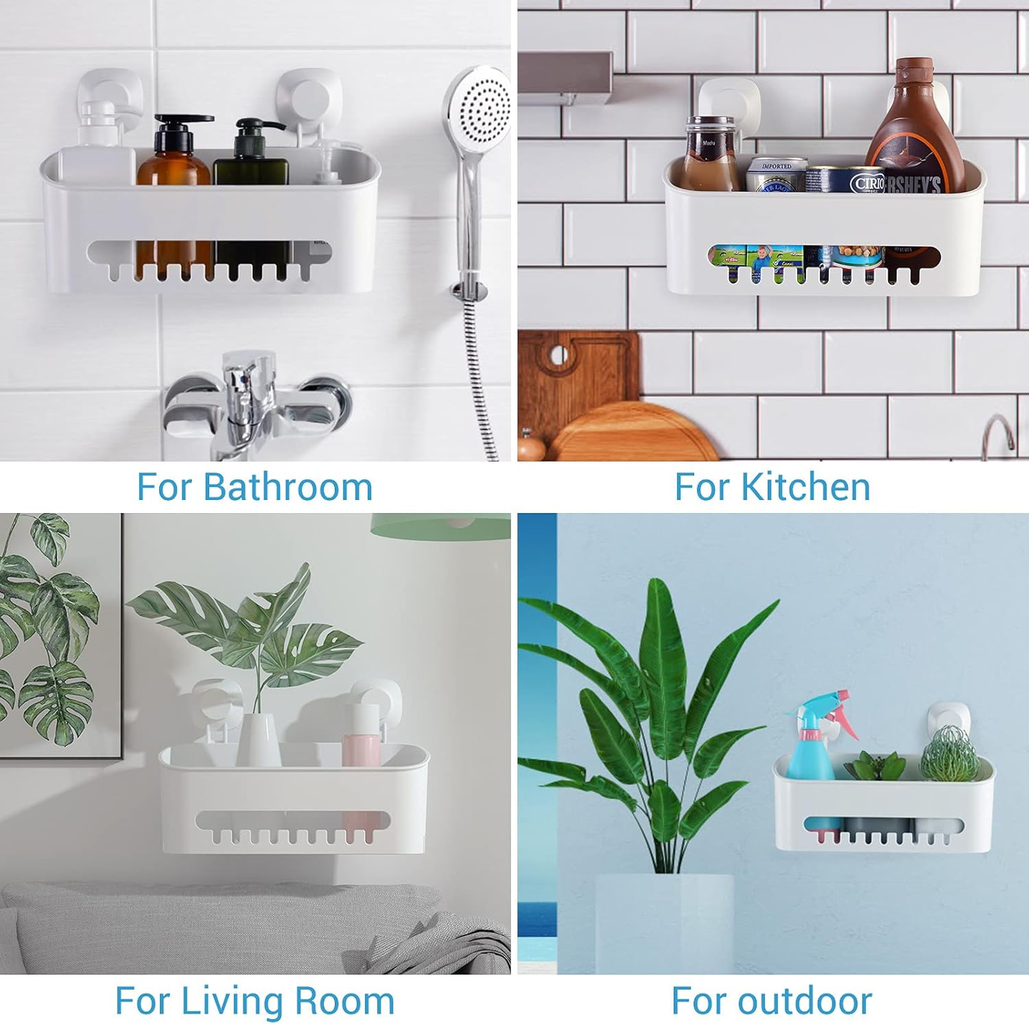 Durable Suction Cup Shower Organizer for Bath Kitchen