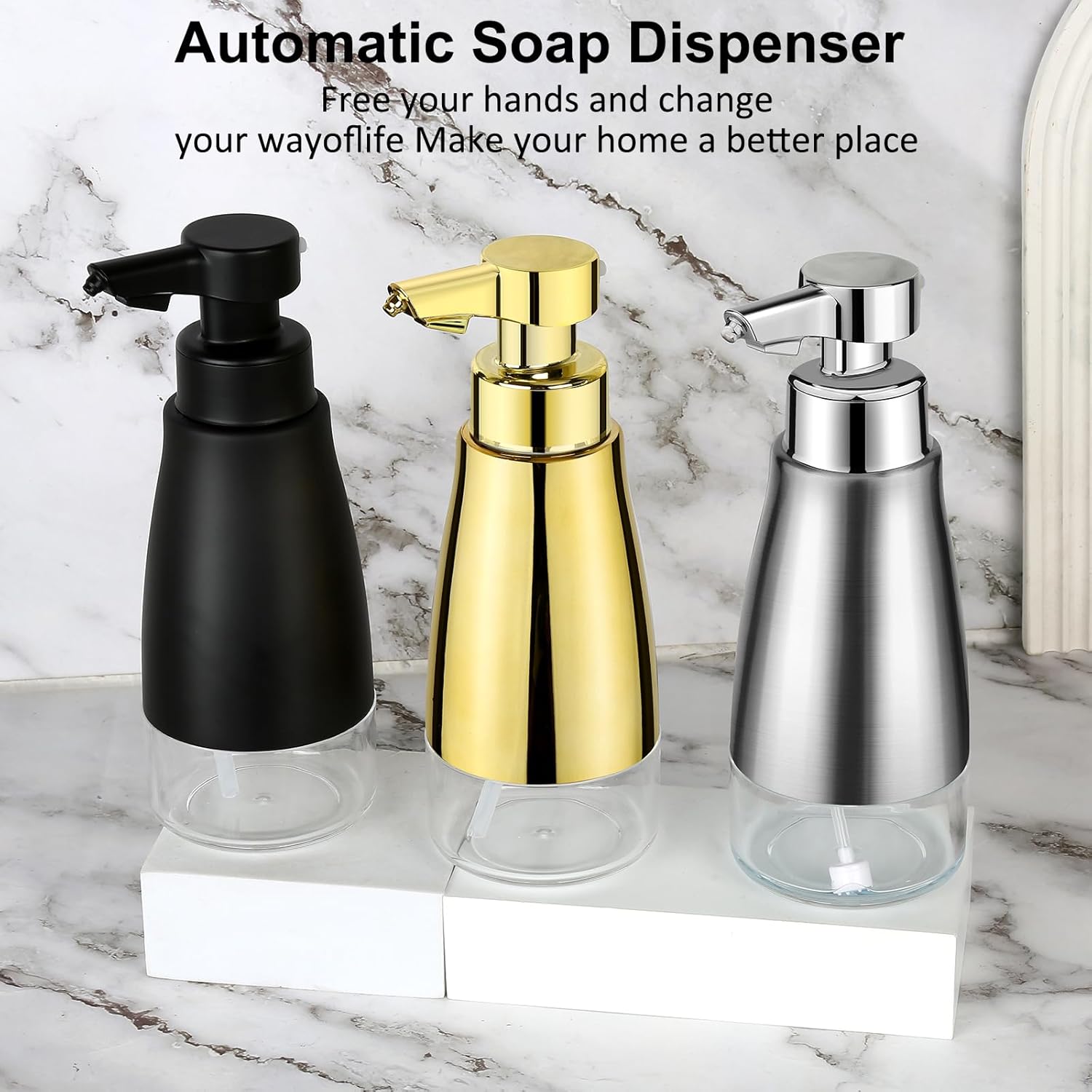 Adjustable Automatic Soap Dispenser - 15oz Stainless Steel bathroom kitchen essential touchless long-lasting