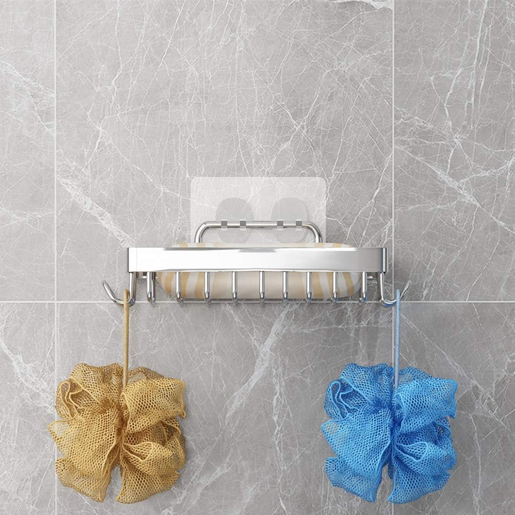 adhesive shower soap holder easy to use 304 stainless steel 4 hooks