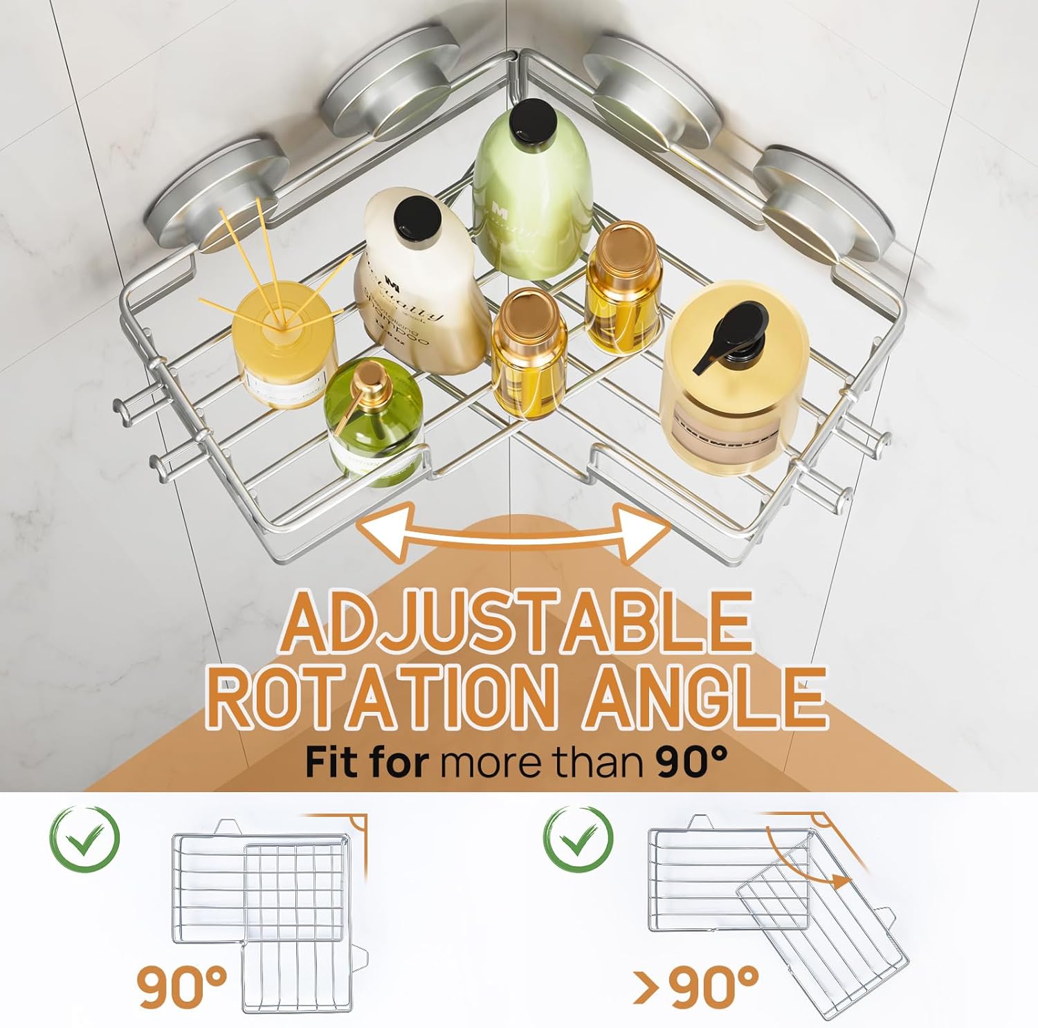 Strongly Adaptable Corner Shower Caddies