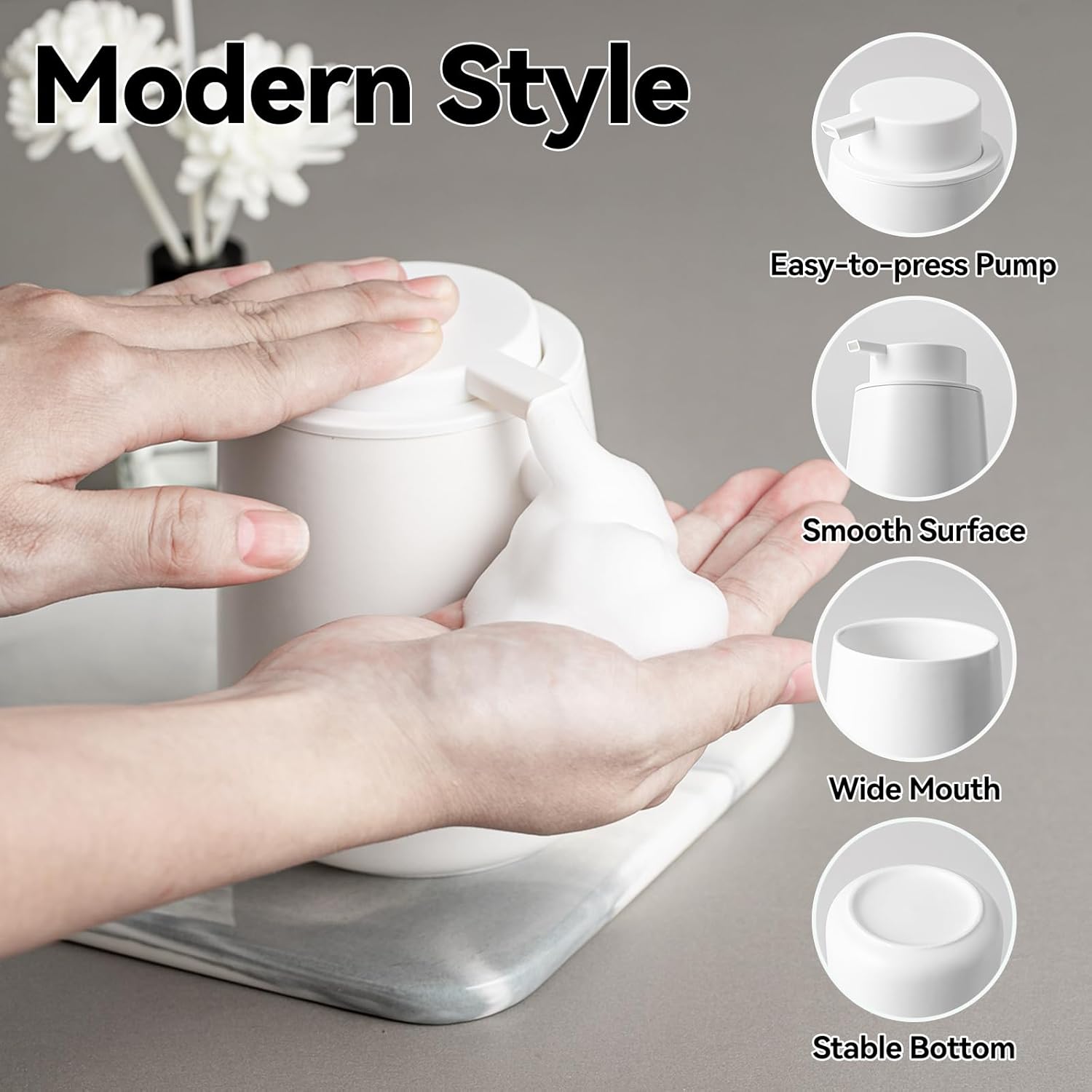 AZMOYAC Foaming Soap Dispenser 2 Pack Ceramic 1