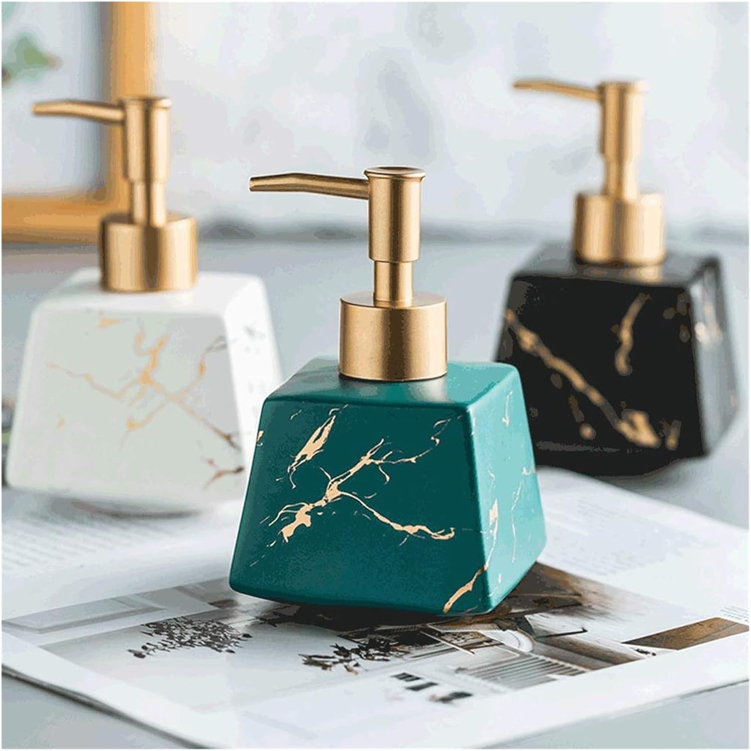 WZBNHYU Green Pigmented Refillable Pump Dispenser for Kitchen Bathroom Use