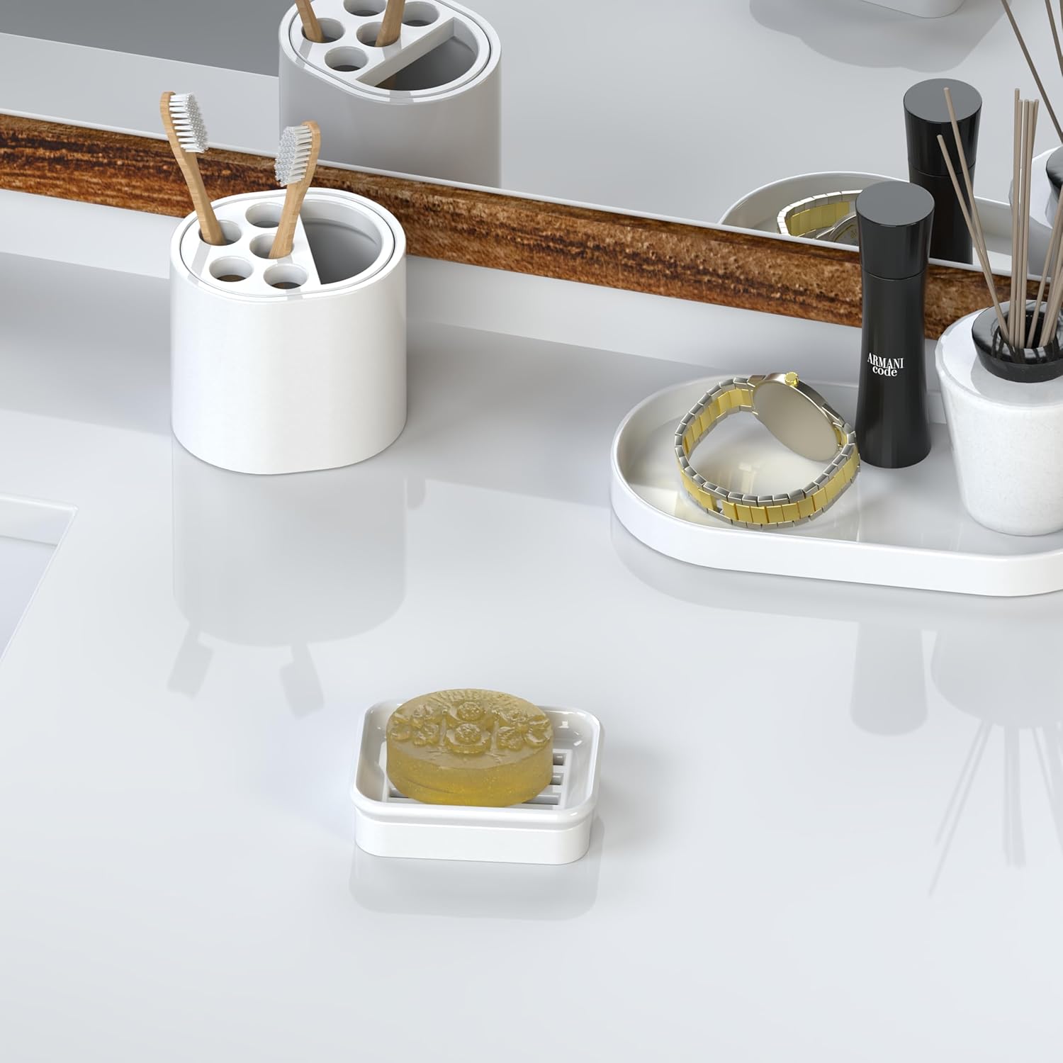 Quartzerra Double Layer Granite Soap Dish
