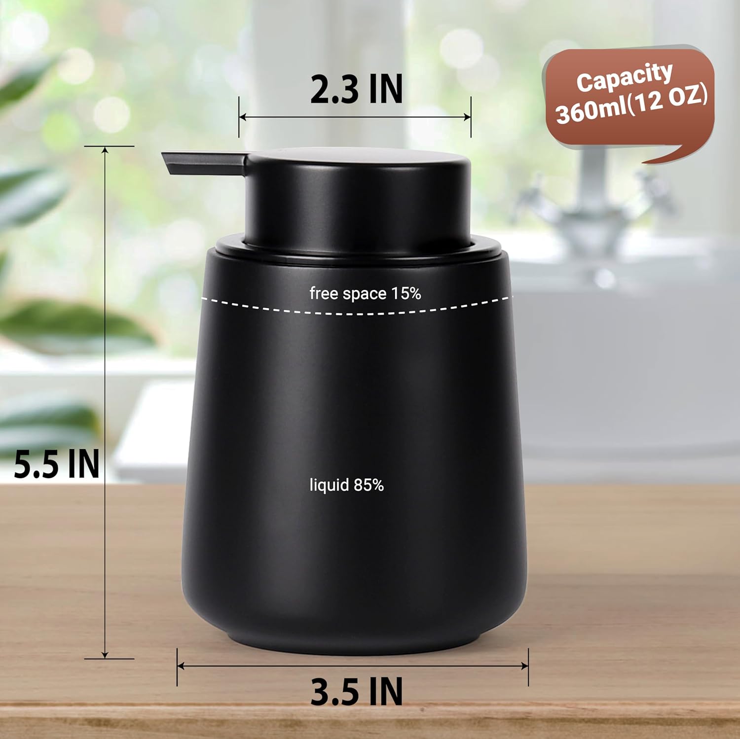 Foam Hand Soap Dispenser with 12 oz Refillable Mat Black Product