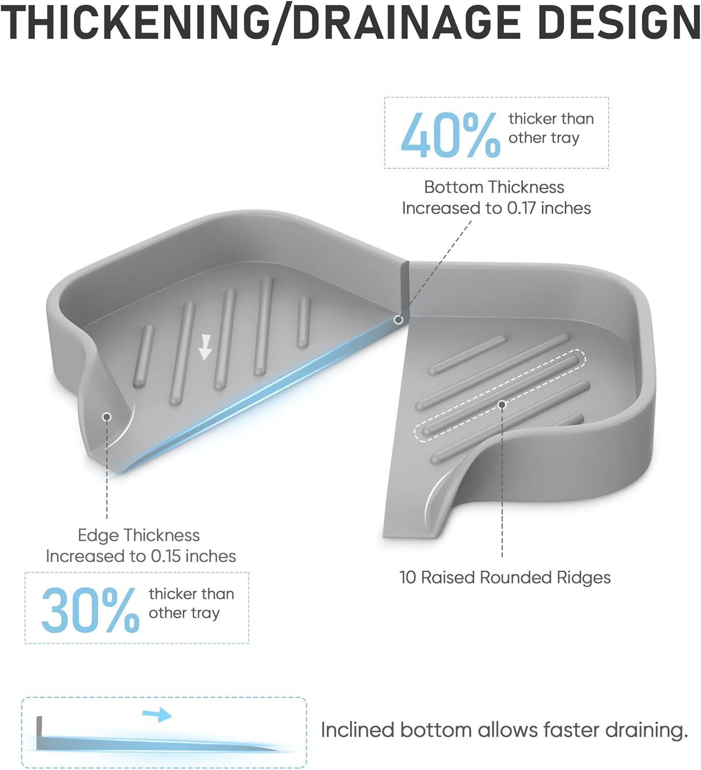 Exceptional Silicone Soap Dish with 4 Pieces Self-Draining Multi-Functional Design