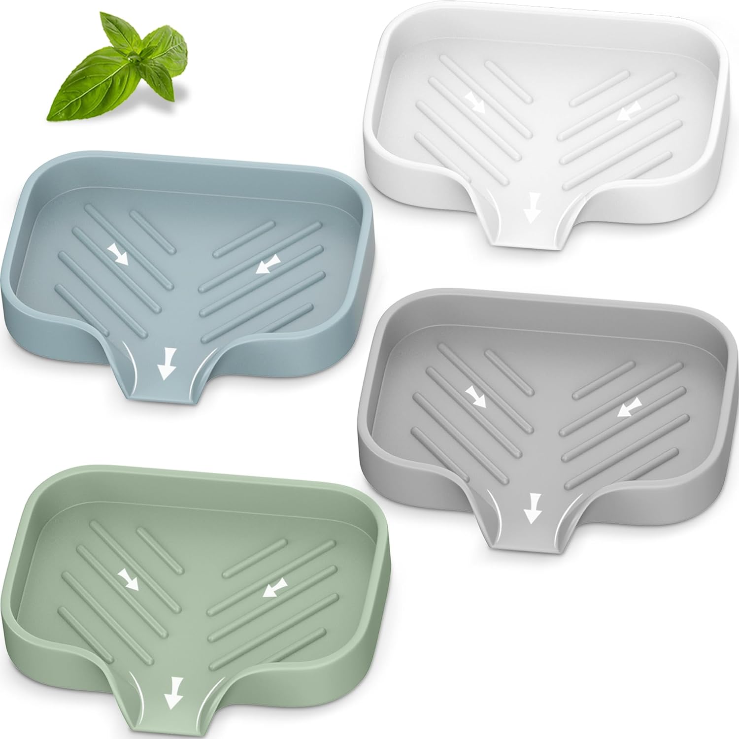 Exceptional Silicone Soap Dish with 4 Pieces Self-Draining Multi-Functional Design