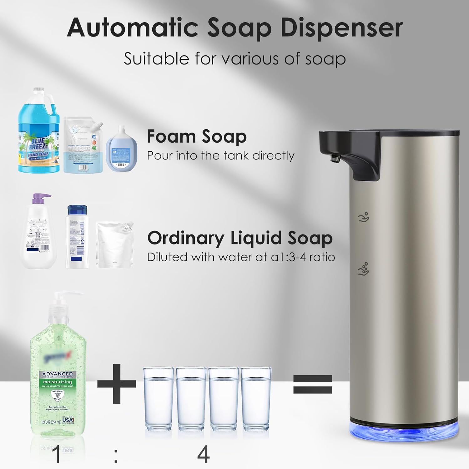 Stainless Steel Touchless Dispenser with Sensor