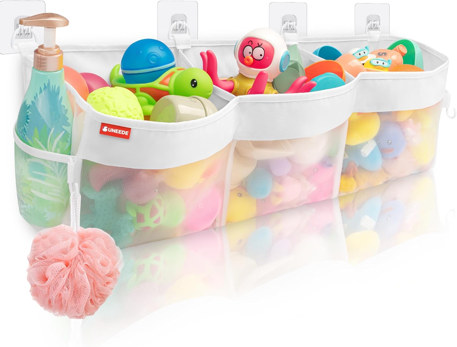UNEEDE 3 Compartment Bath Toy Storage Organizer