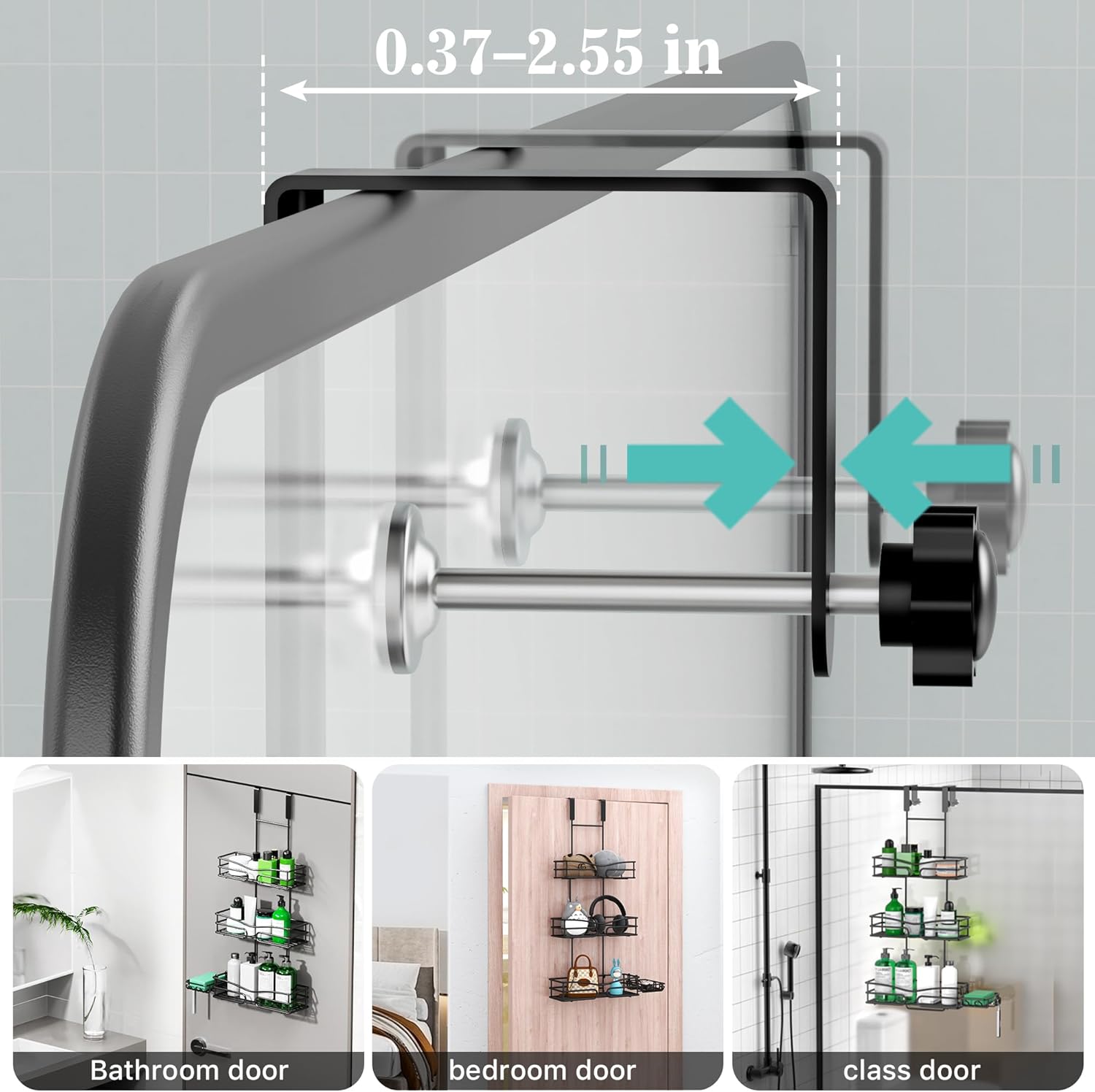Adjustable Rust-Resistant over the Door Shower Caddy