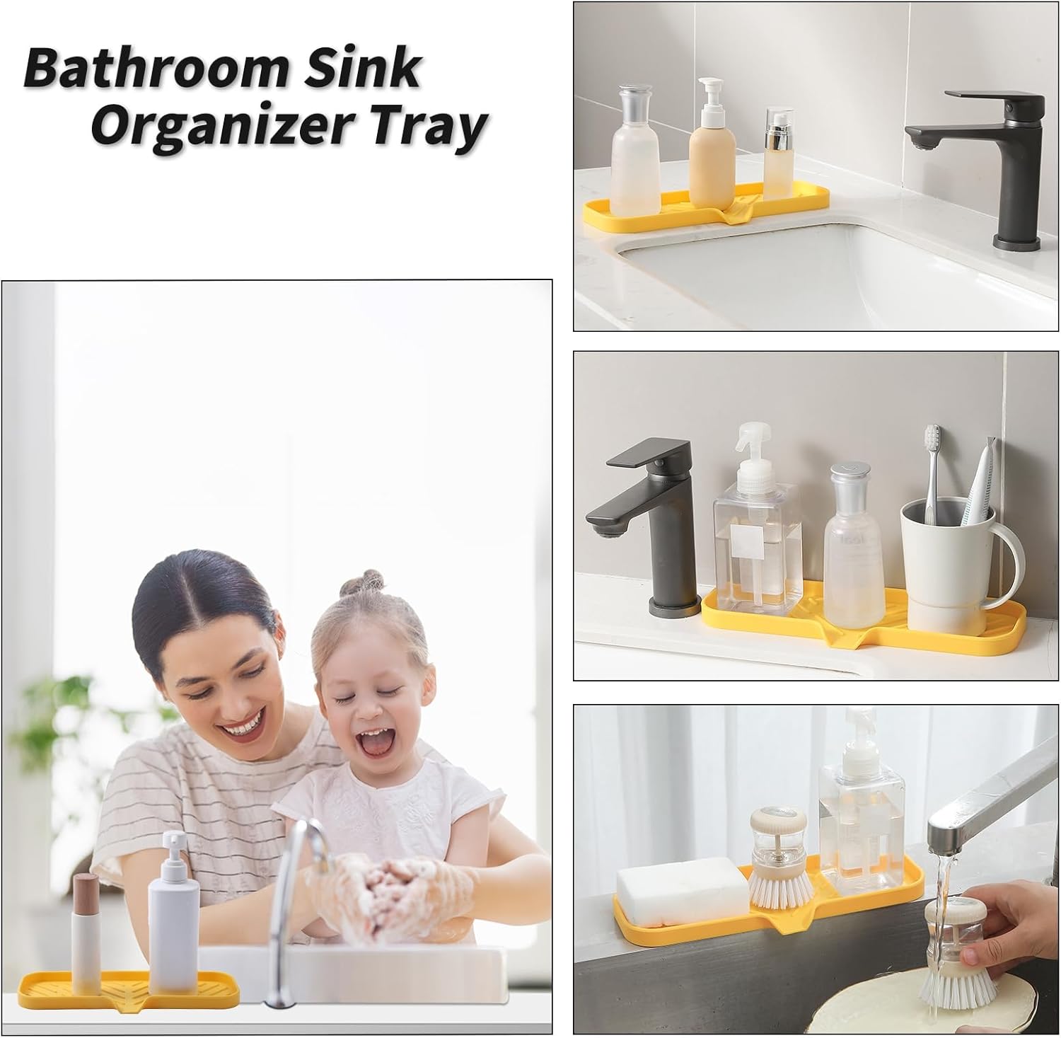 MicoYang Silicone Bathroom Soap Dish with Drain Spout Eco-Friendly Sink Organizer