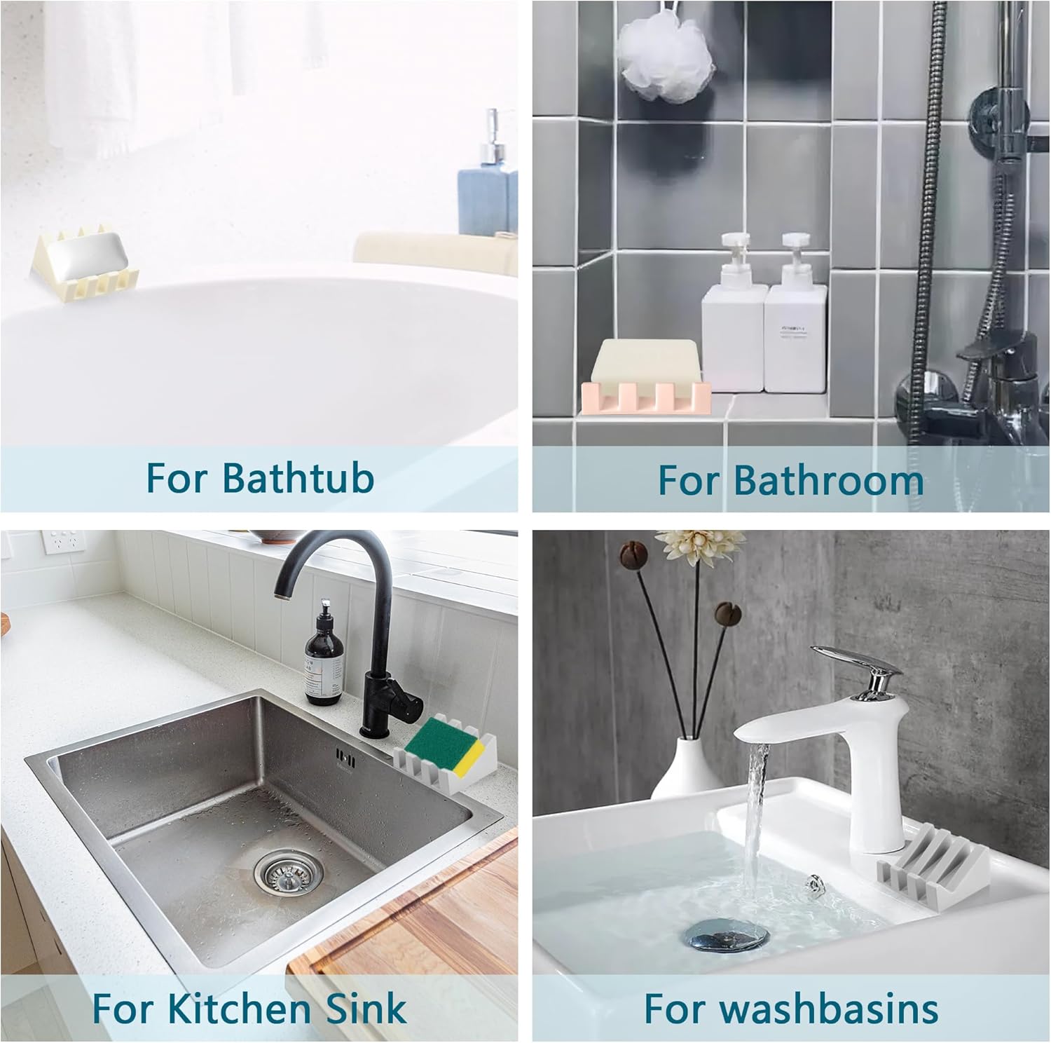 Upgrade Suction Silicone Shower Soap Dishes wSelf-Draining