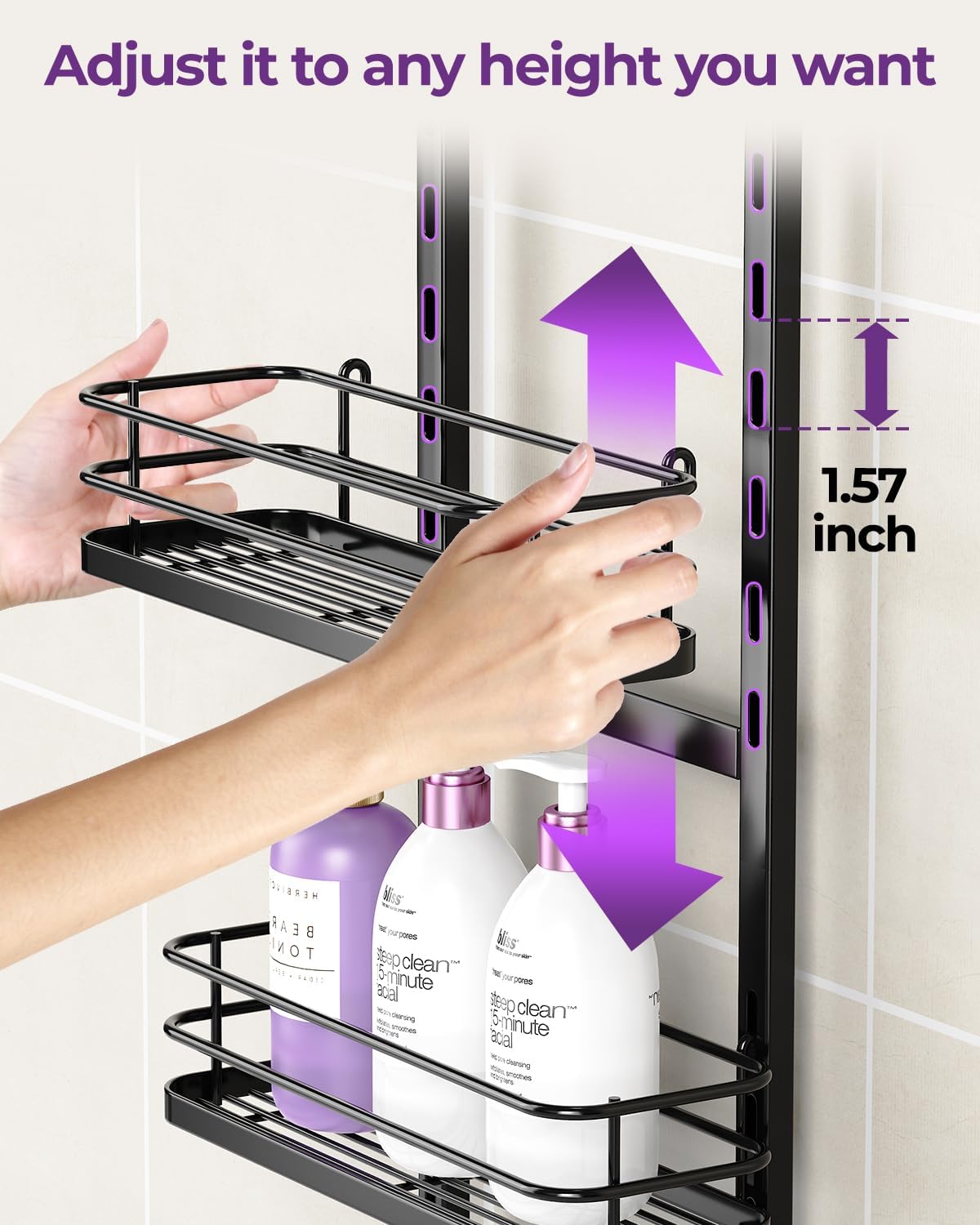 ODesign 2 Tier Height-Adjustable Shower Caddy
