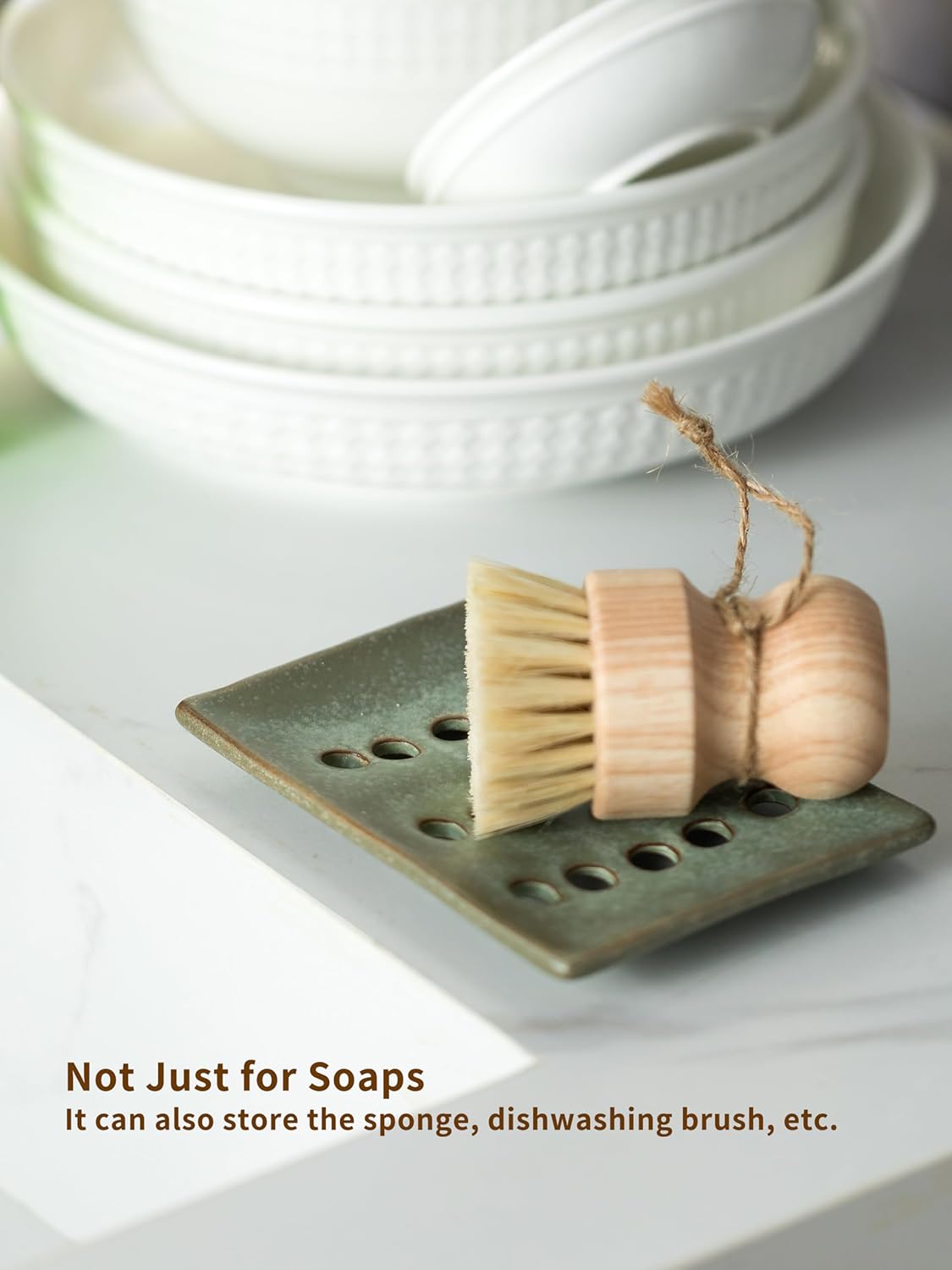 Ceramic Soap Dish with Self Drain for Shower