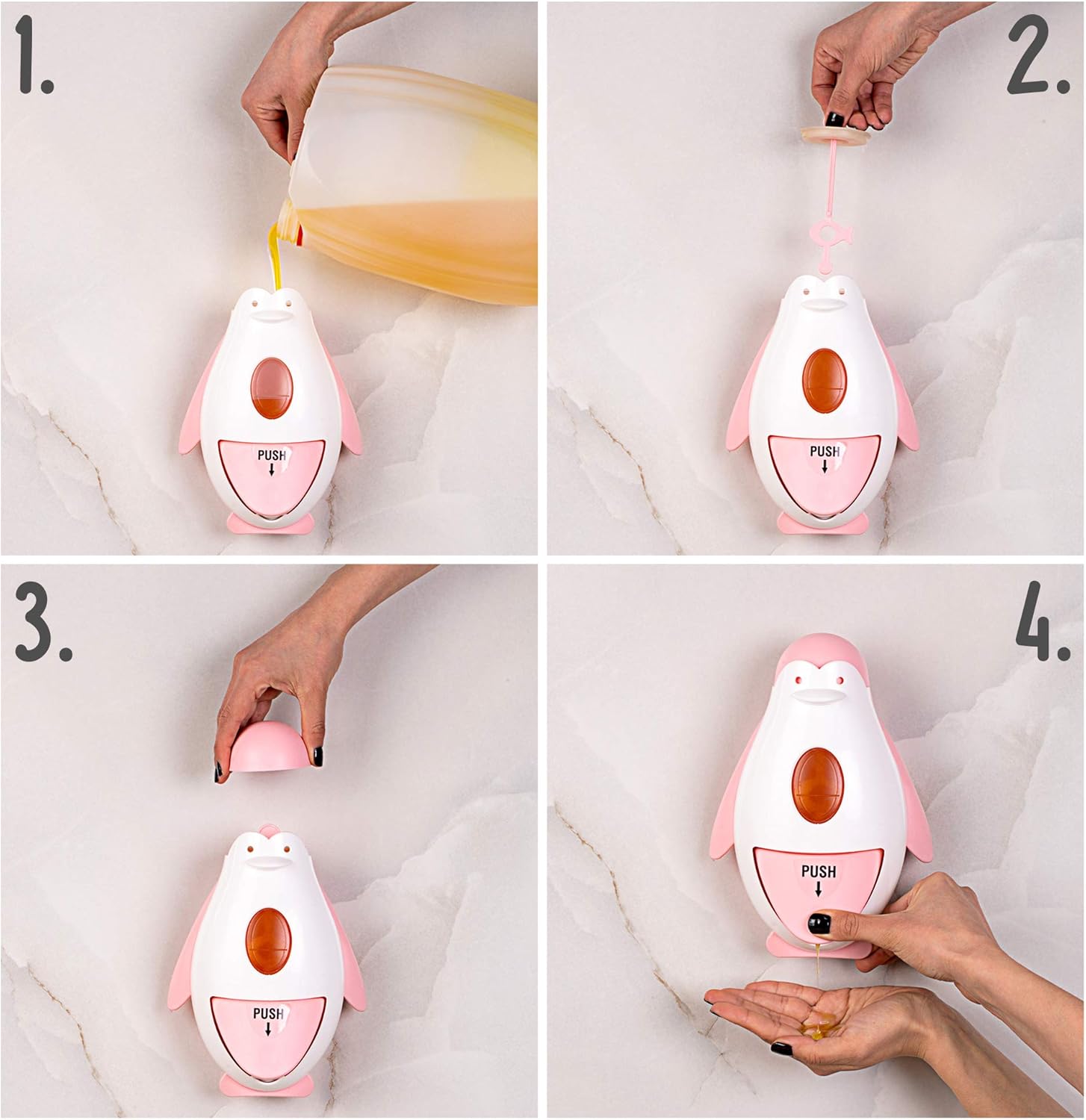 Cute Plastic Soap Dispenser for Kids penguin design