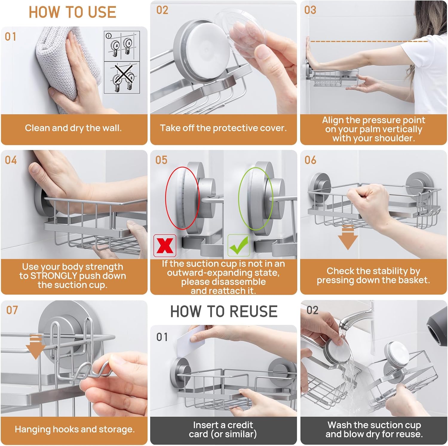 Strongly Adaptable Corner Shower Caddies