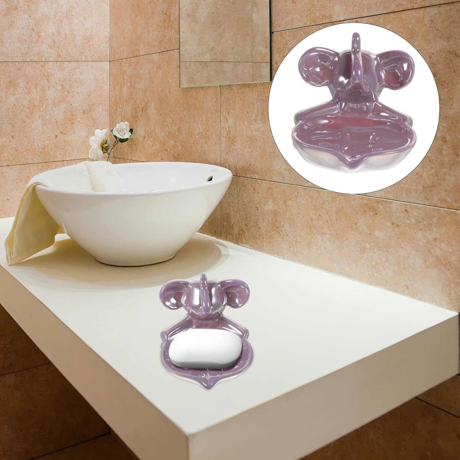 Unomor Elephant Dish Holder Cute Storage Solution for Showers Toilets