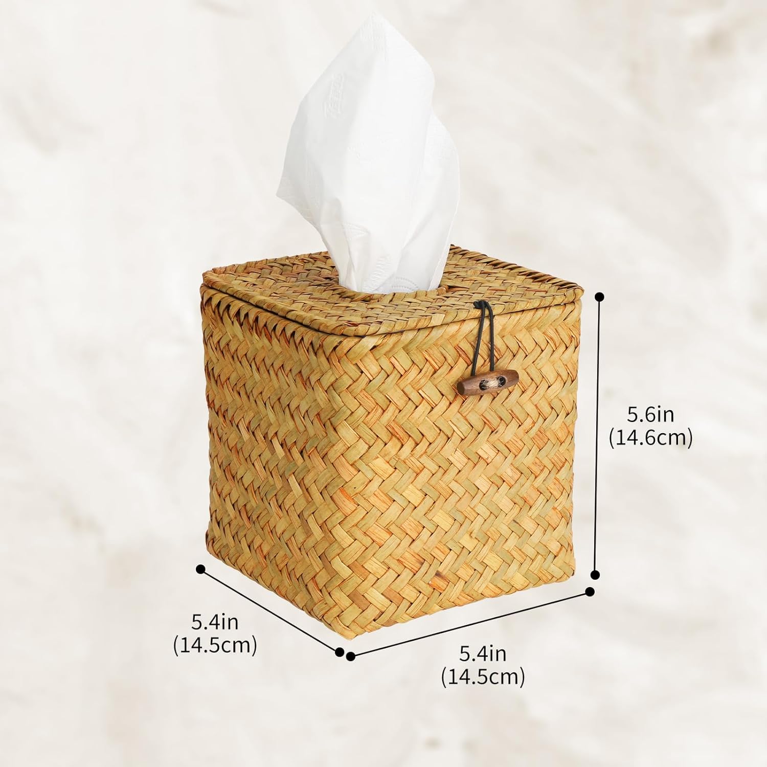 MoCHTERO Seagrass Tissue Box Cover - Square with Lid Orange