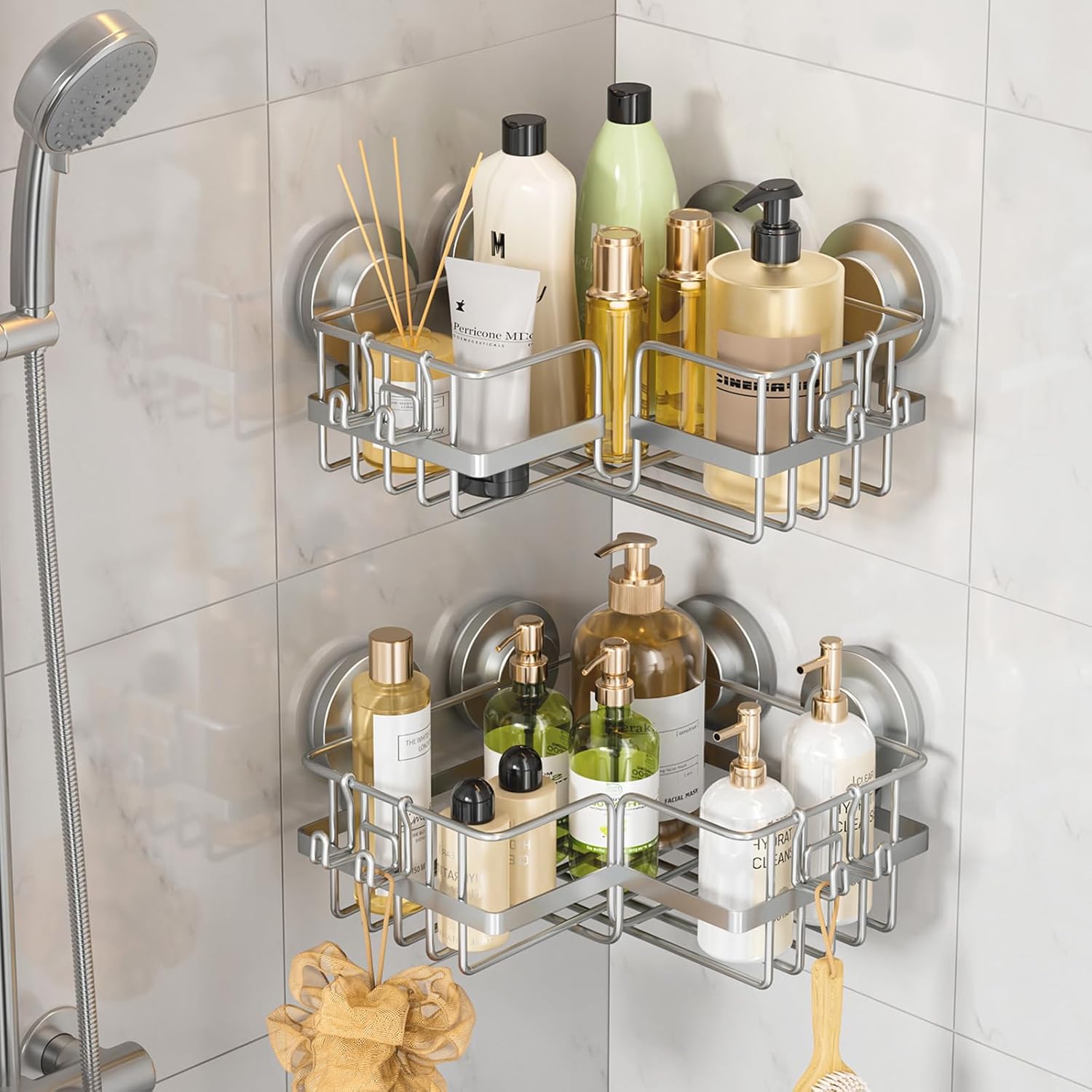 Strongly Adaptable Corner Shower Caddies