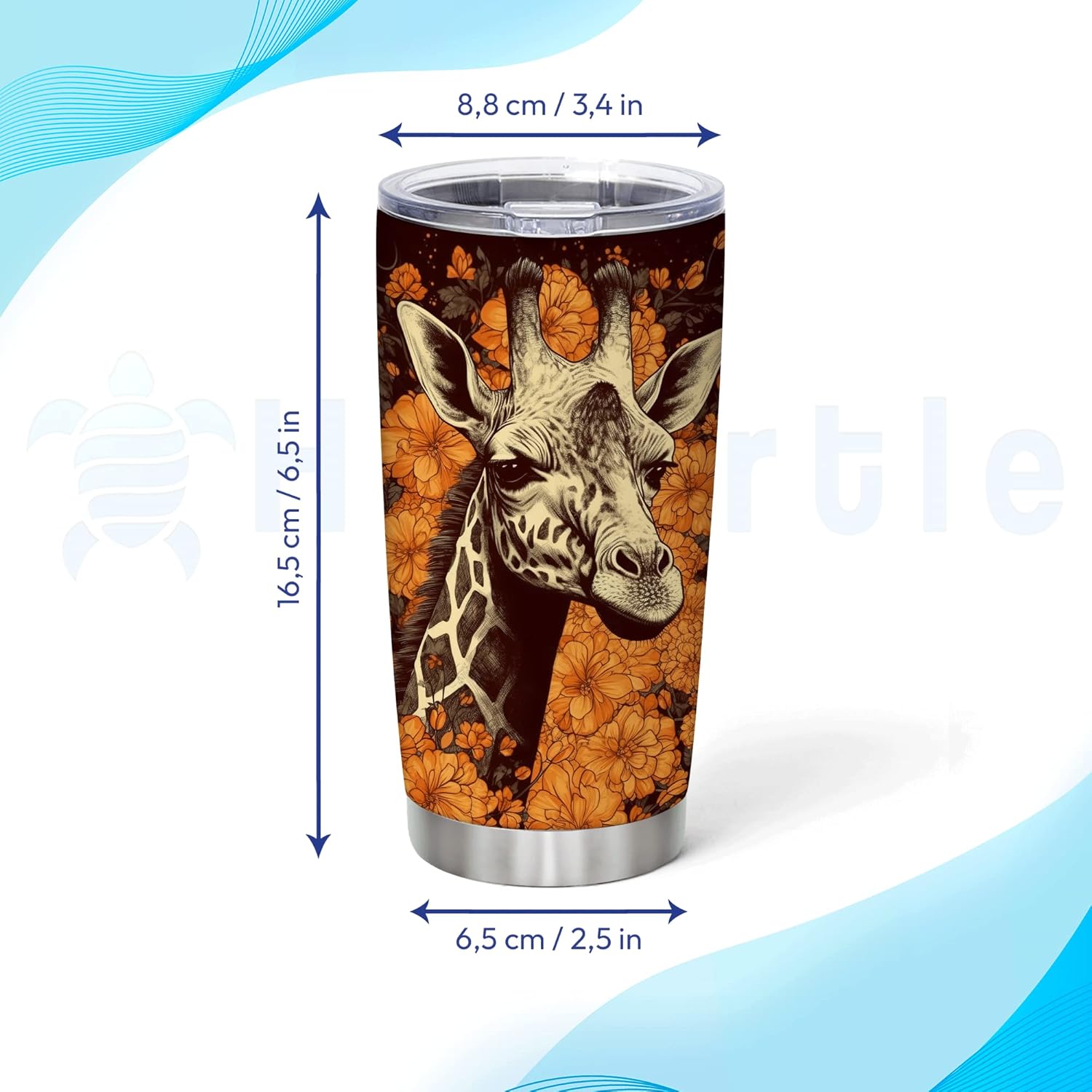Giraffe Lovers 20oz Tumbler Gift Stainless Steel with Straw Lid Birthday Christmas Gift