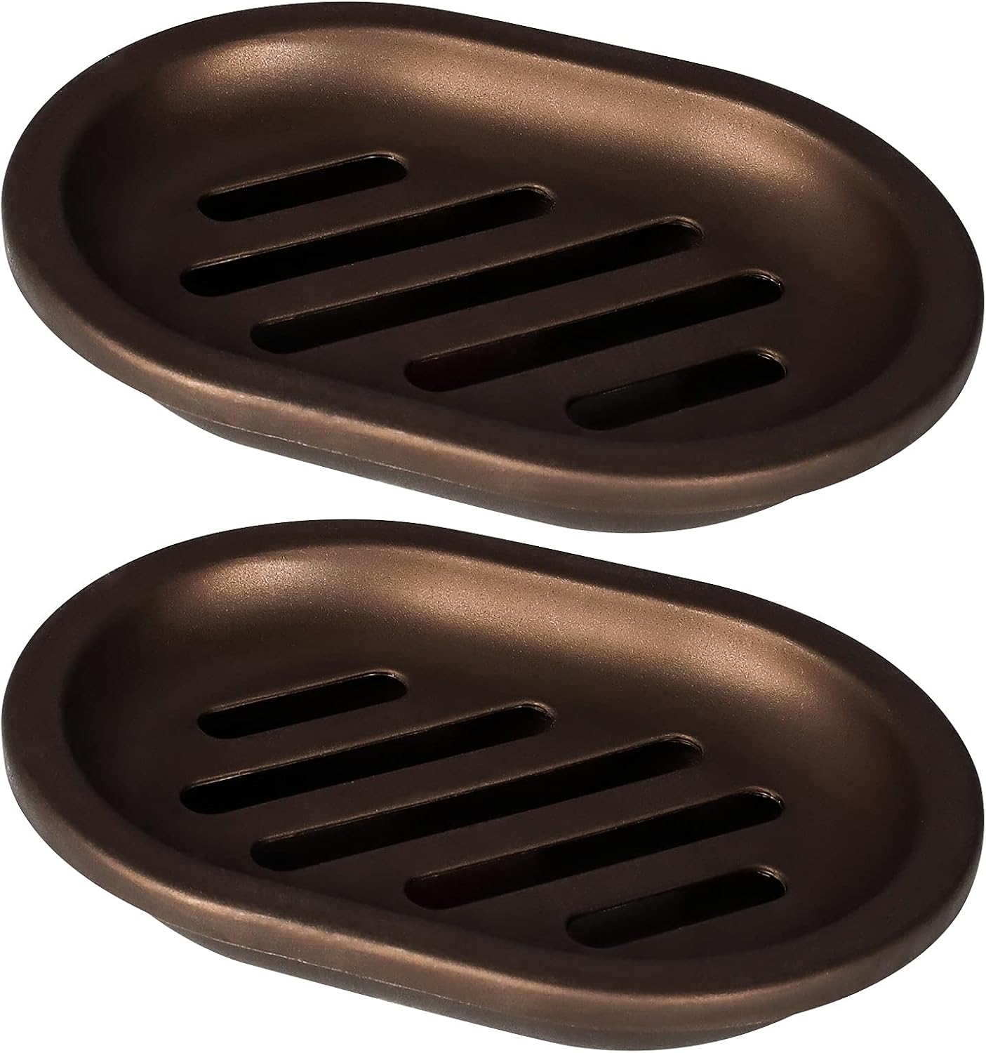 2 Pcs Soap Dish Set - Draining Double Layer Bronze