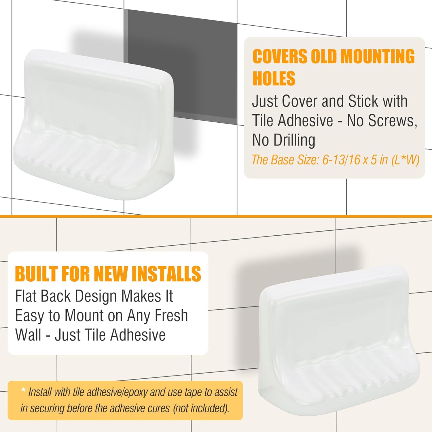 4x4 Tile Wall Soap Holder with Drainage Design