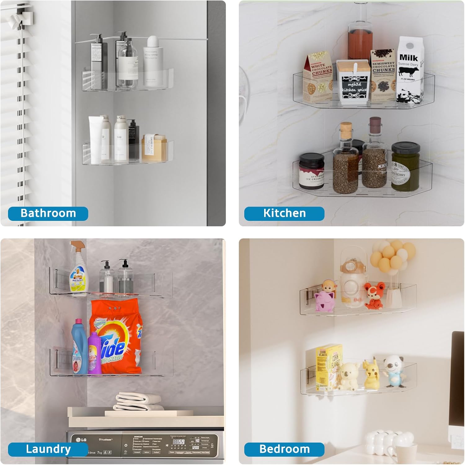 Natheeph 2-Pack Clear Bath Toy Organizer with Drainage and Wall Mount