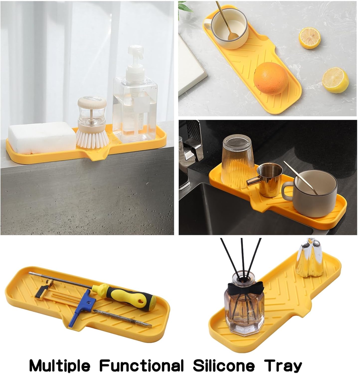 MicoYang Silicone Bathroom Soap Dish with Drain Spout Eco-Friendly Sink Organizer